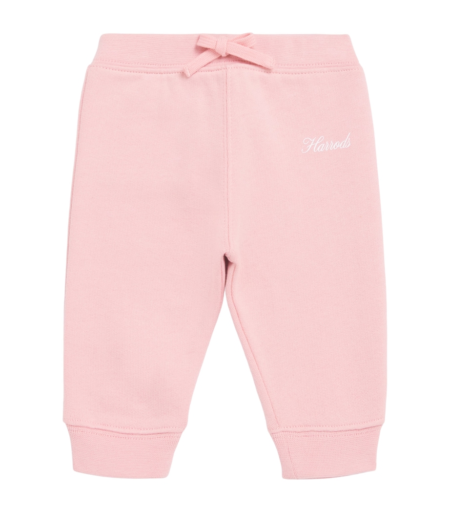 Harrods Cotton Logo Sweatpants (0-18 Months) Pink Image 1