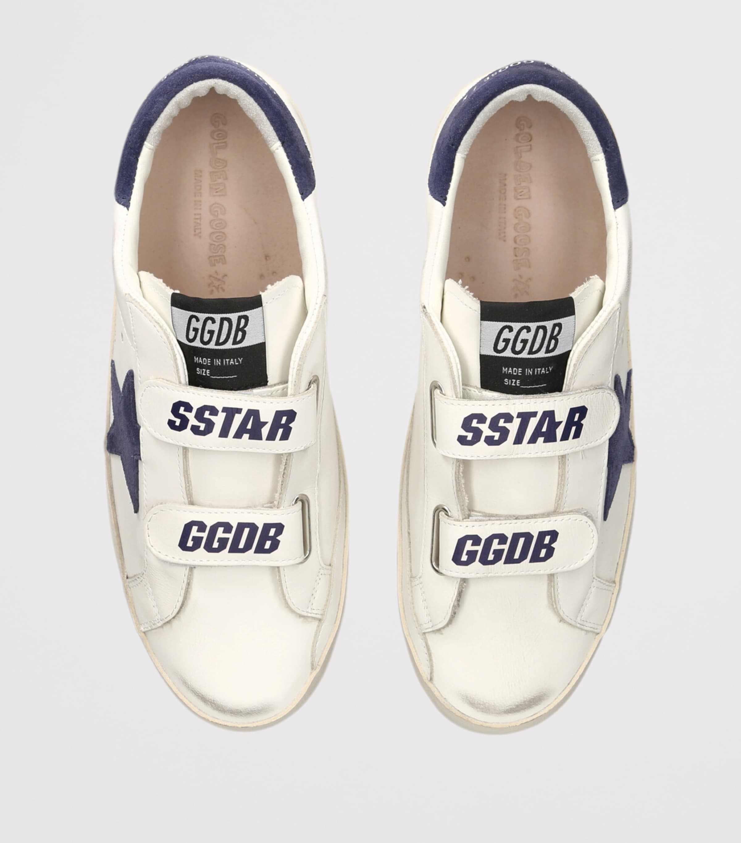 Leather Old School Sneakers WHITE/NAVY Image 4