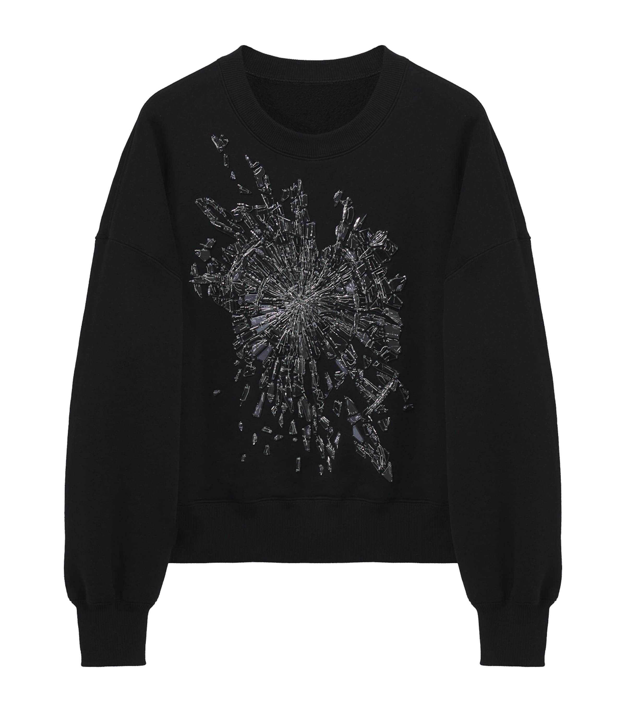 Alexander Mcqueen Cotton Embroidered Smashed Glass Sweatshirt In Black