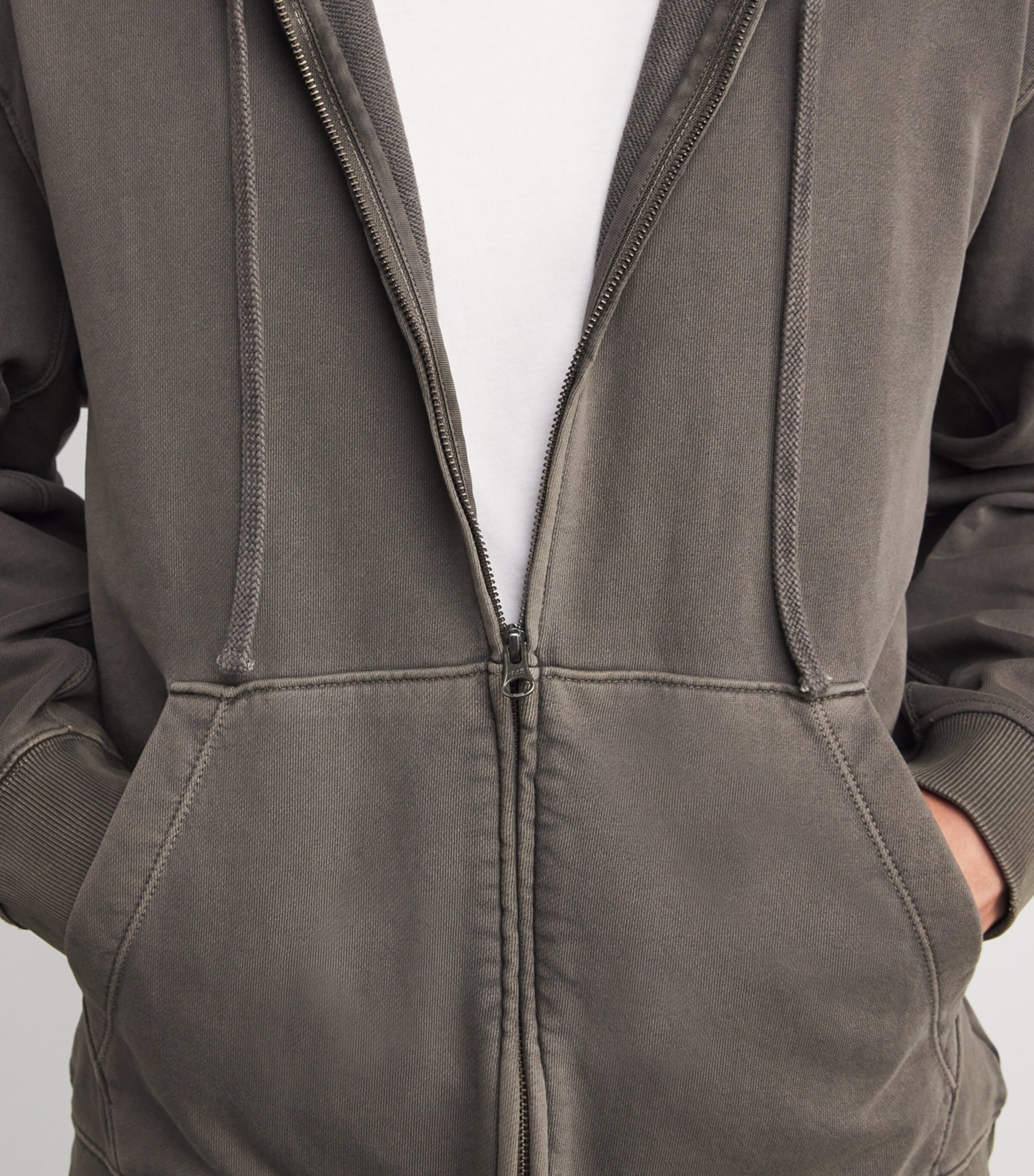 PAIGE Mens Cotton Zip-Up Avon Hoodie Vintage Deep Choc Image 6