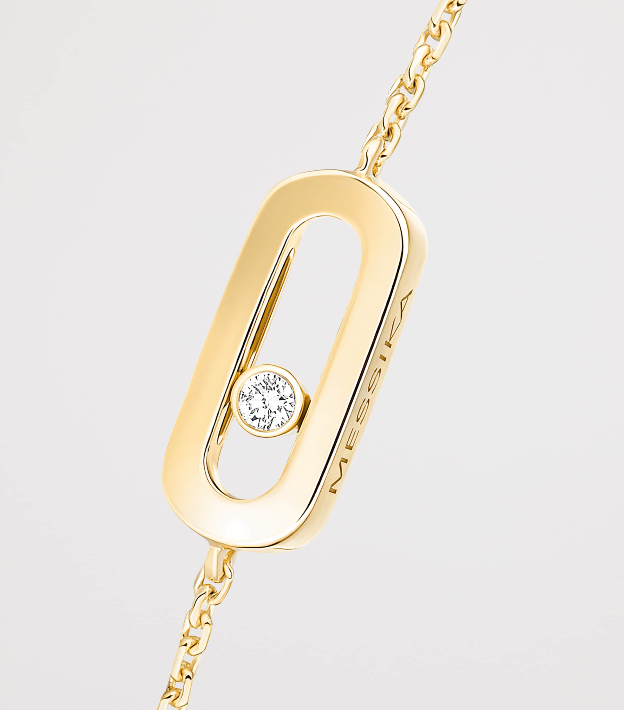 Messika Move Uno Mini Yellow Gold and Diamond Chain Bracelet Yellow Gold Image 3