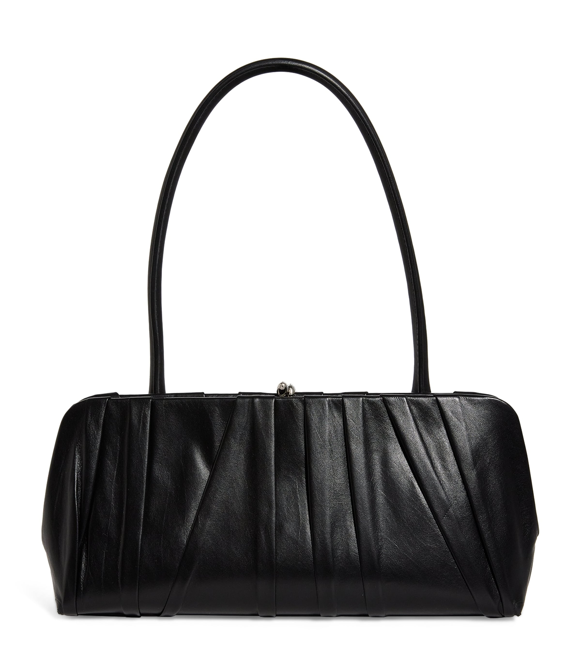 Jil Sander Small Leather Pleated Goji Shoulder Bag