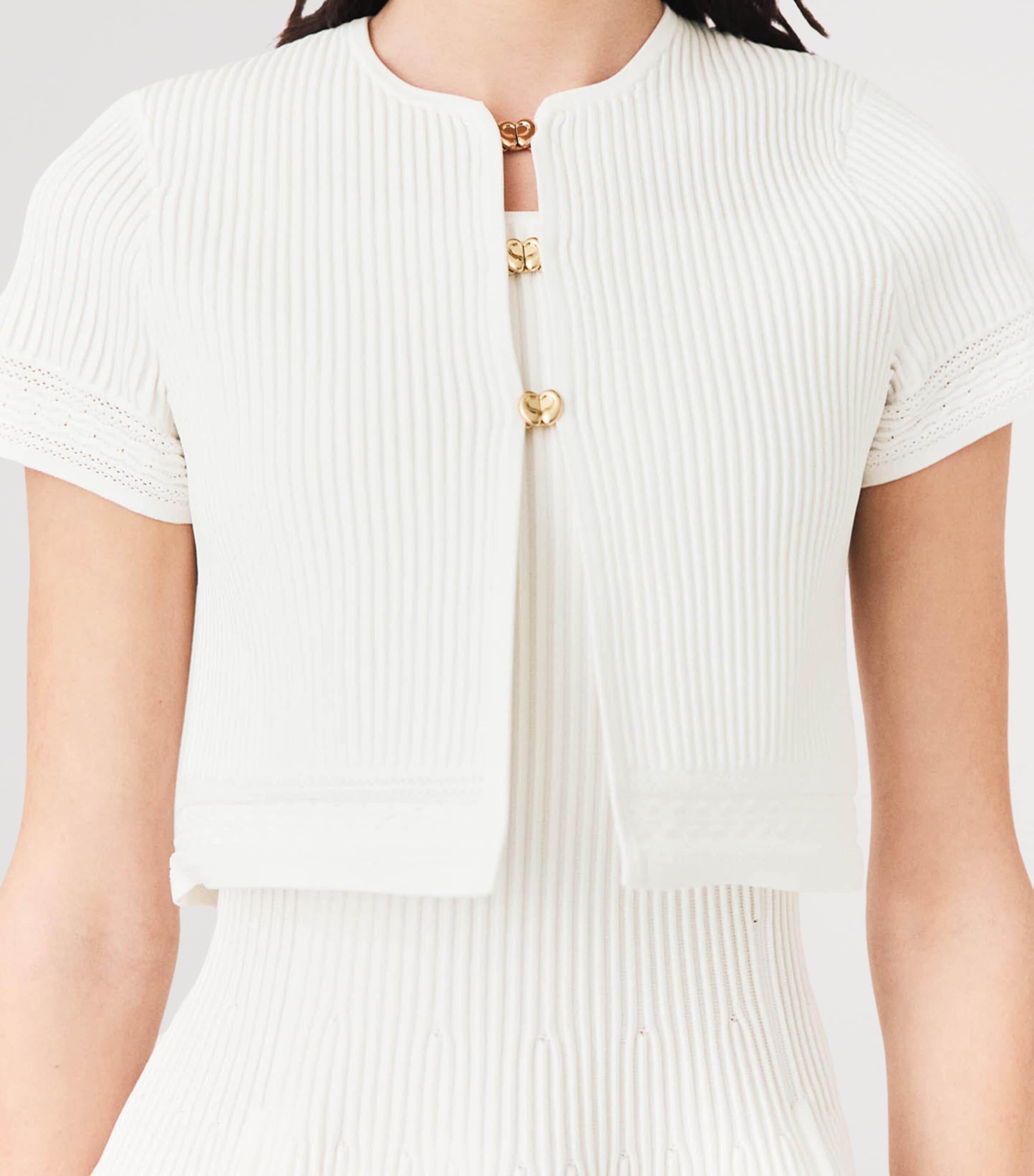 Maje Womens Short-Sleeve Cardigan White Image 7