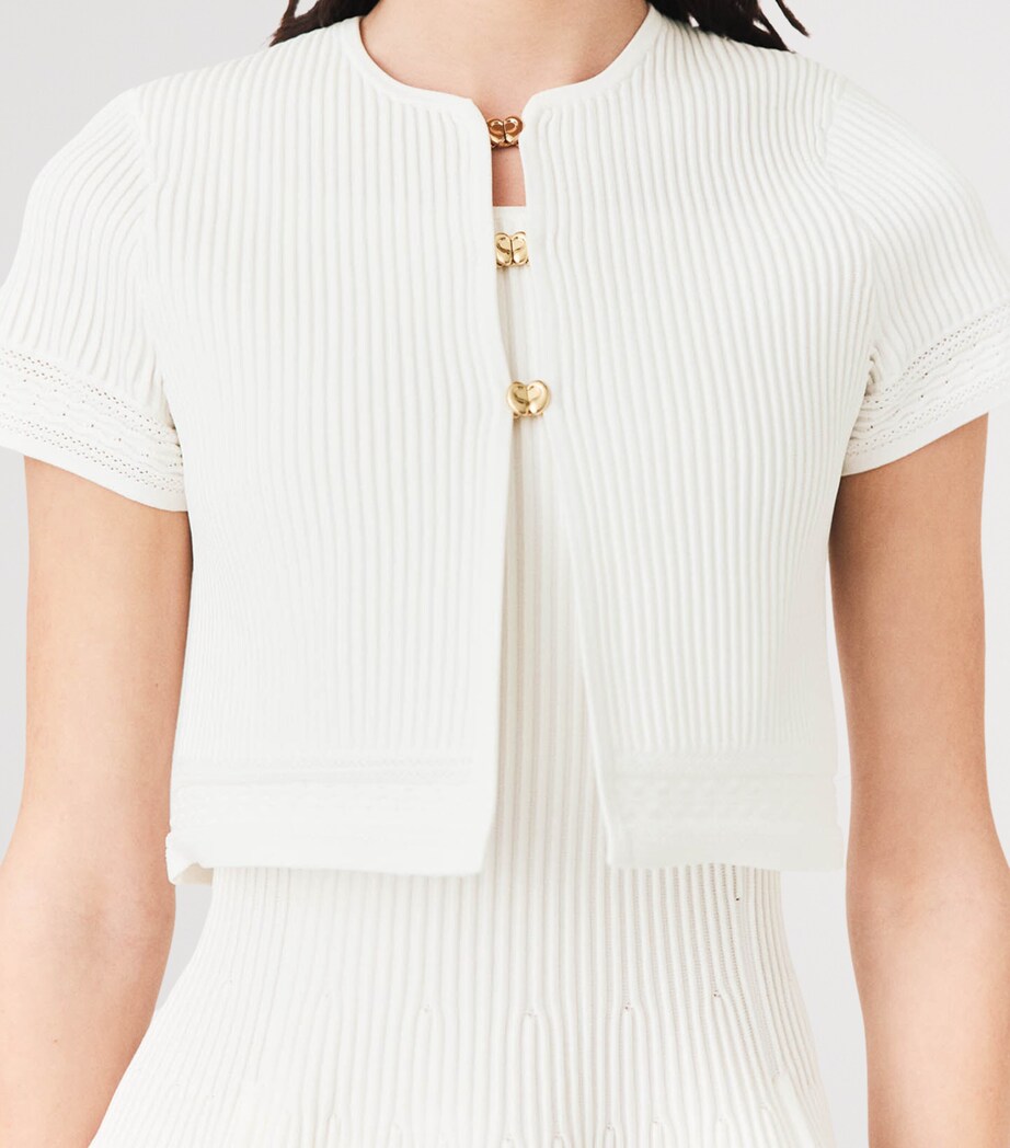 Maje Womens Short-Sleeve Cardigan White Image 7