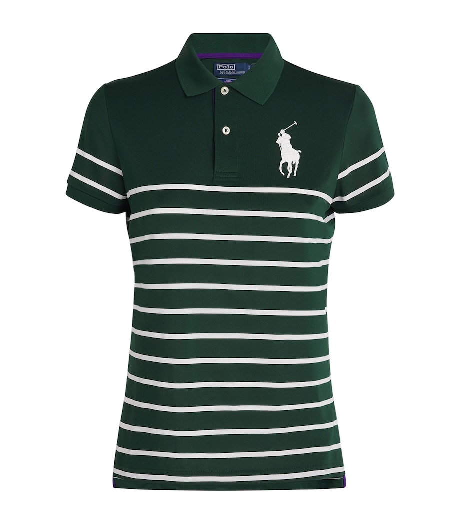 Polo Ralph Lauren Womens x Wimbledon Stripe Polo Shirt Green Image 1