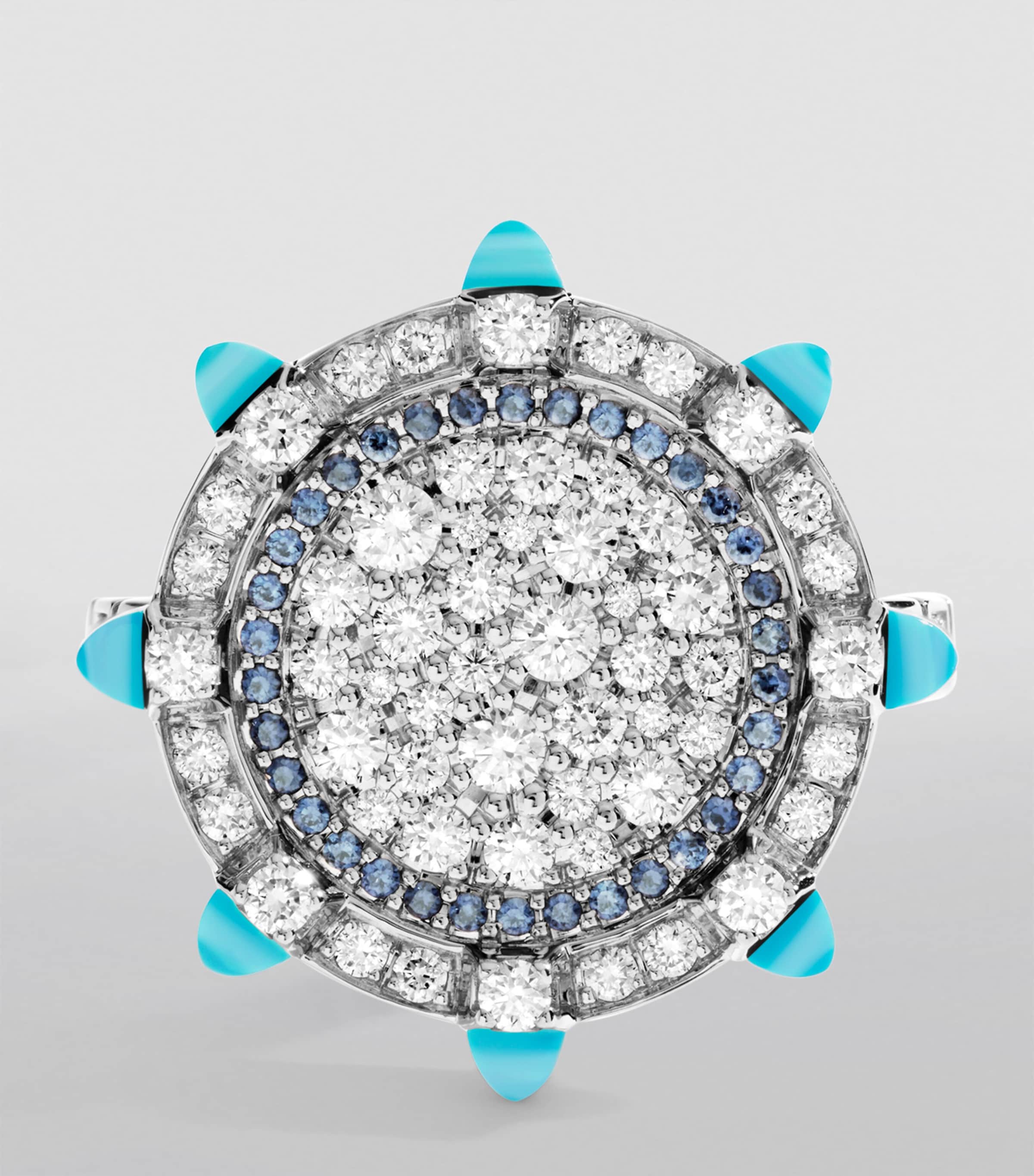 White Gold, Diamond, Sapphire and Chalcedony Tip-Top Statement Ring WHITE GOLD Image 3