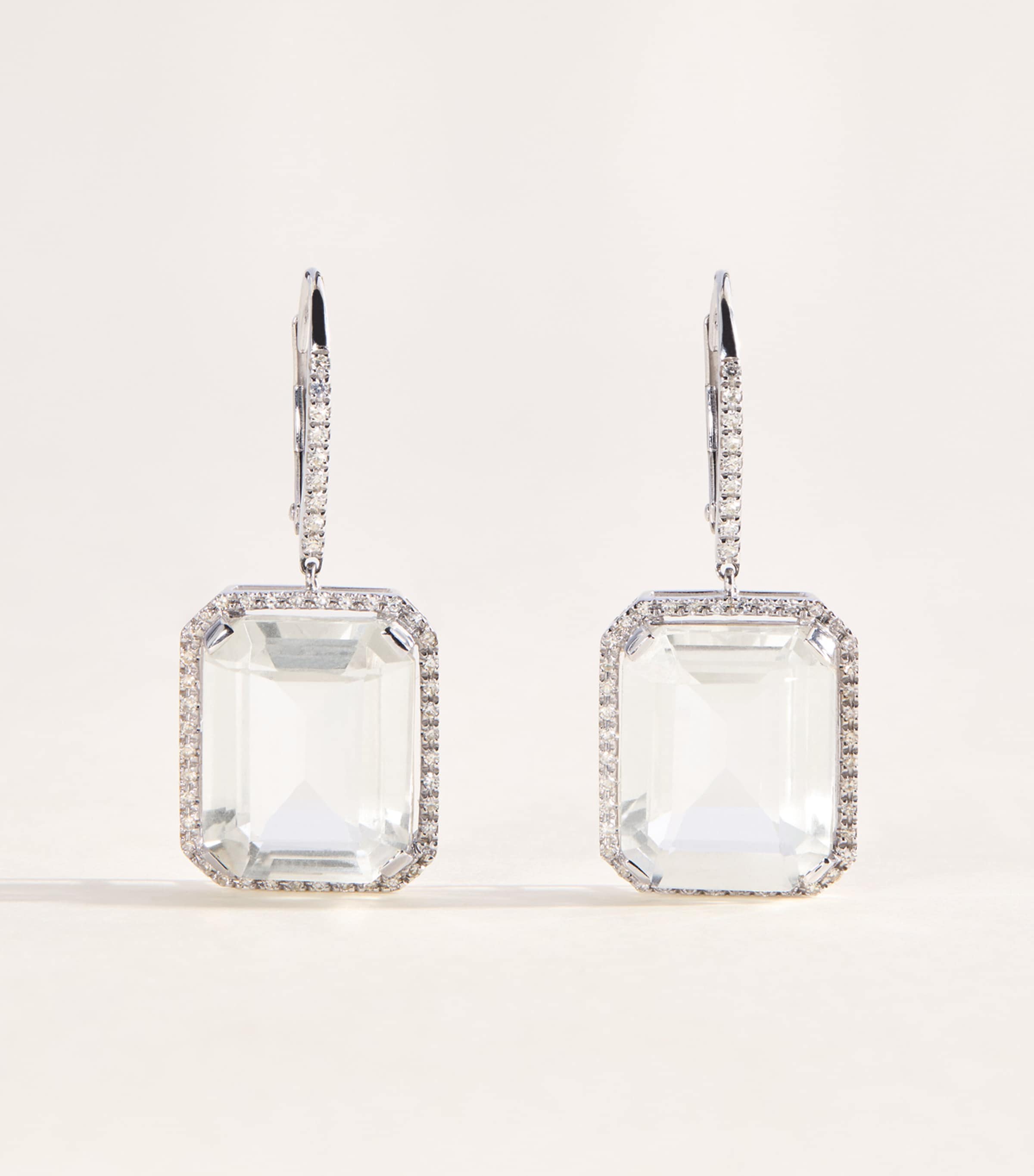 SHAY White Gold, Diamond and Topaz Portrait Earrings White Gold Image 1
