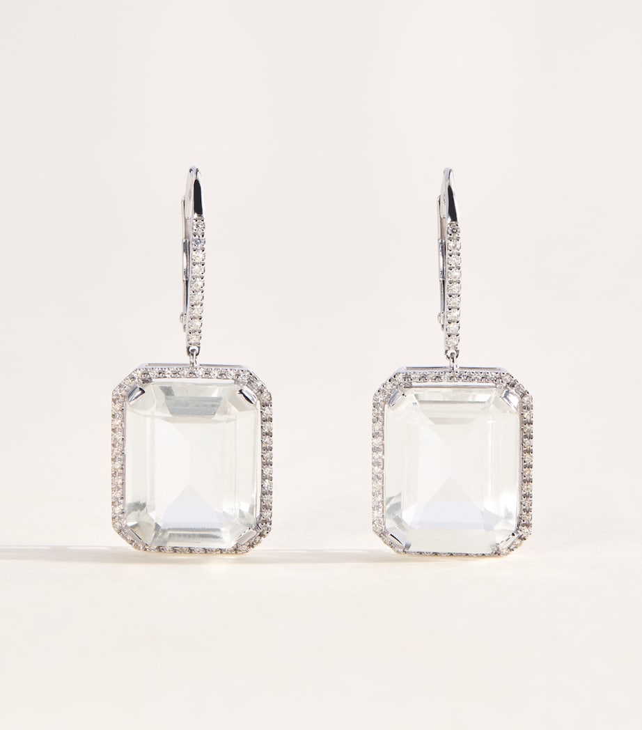 SHAY White Gold, Diamond and Topaz Portrait Earrings White Gold Image 1