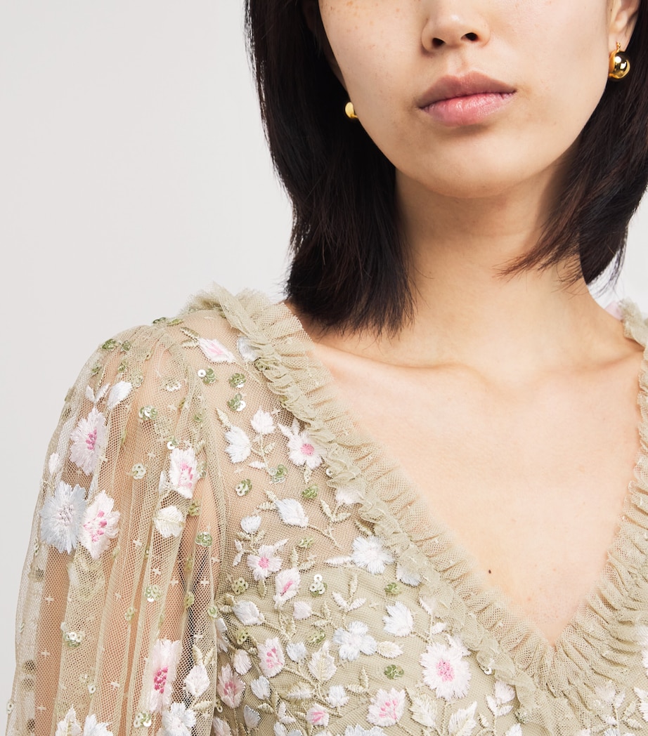 Cape-Detail Ethereal Blooms Maxi Dress ALOE/MULTI Image 4