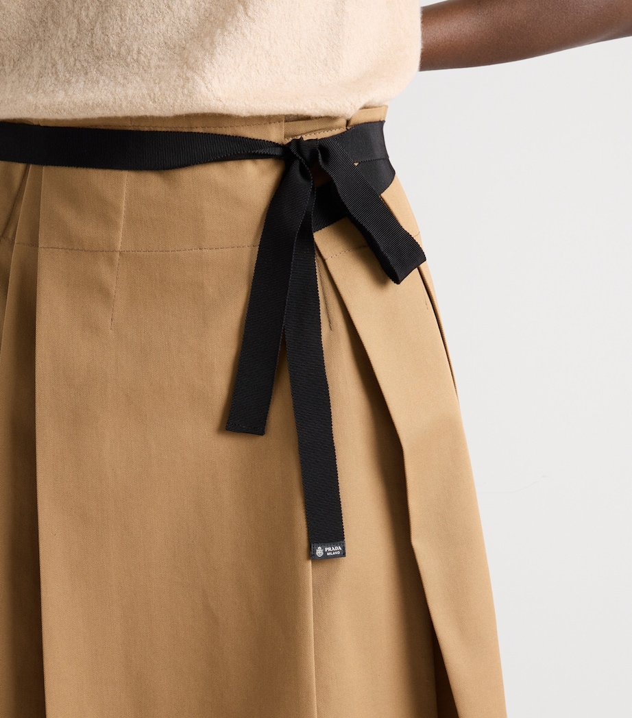 Prada Womens Gabardine Pleated Skirt Brown Image 4