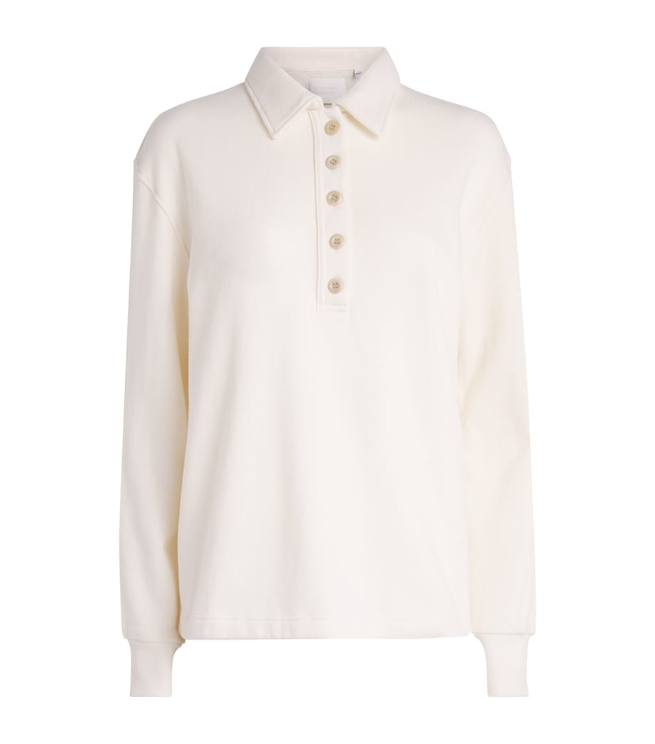 Citizens of Humanity Womens Fleece Vintage Long-Sleeve Polo Sweater Pashmina (off White) Image 1