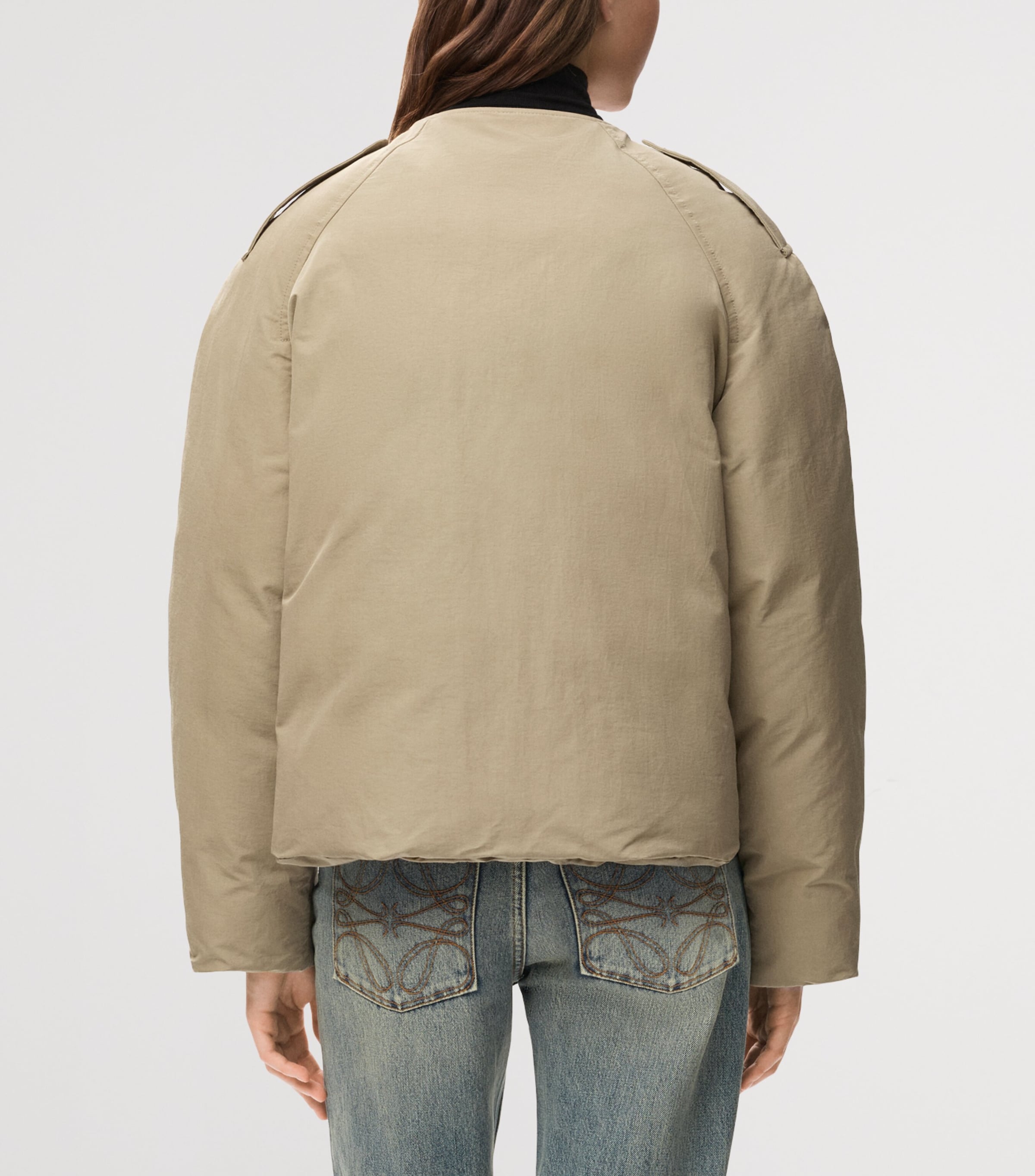 LOEWE Womens Technical Shearling-Collar Jacket Light Sage Image 6