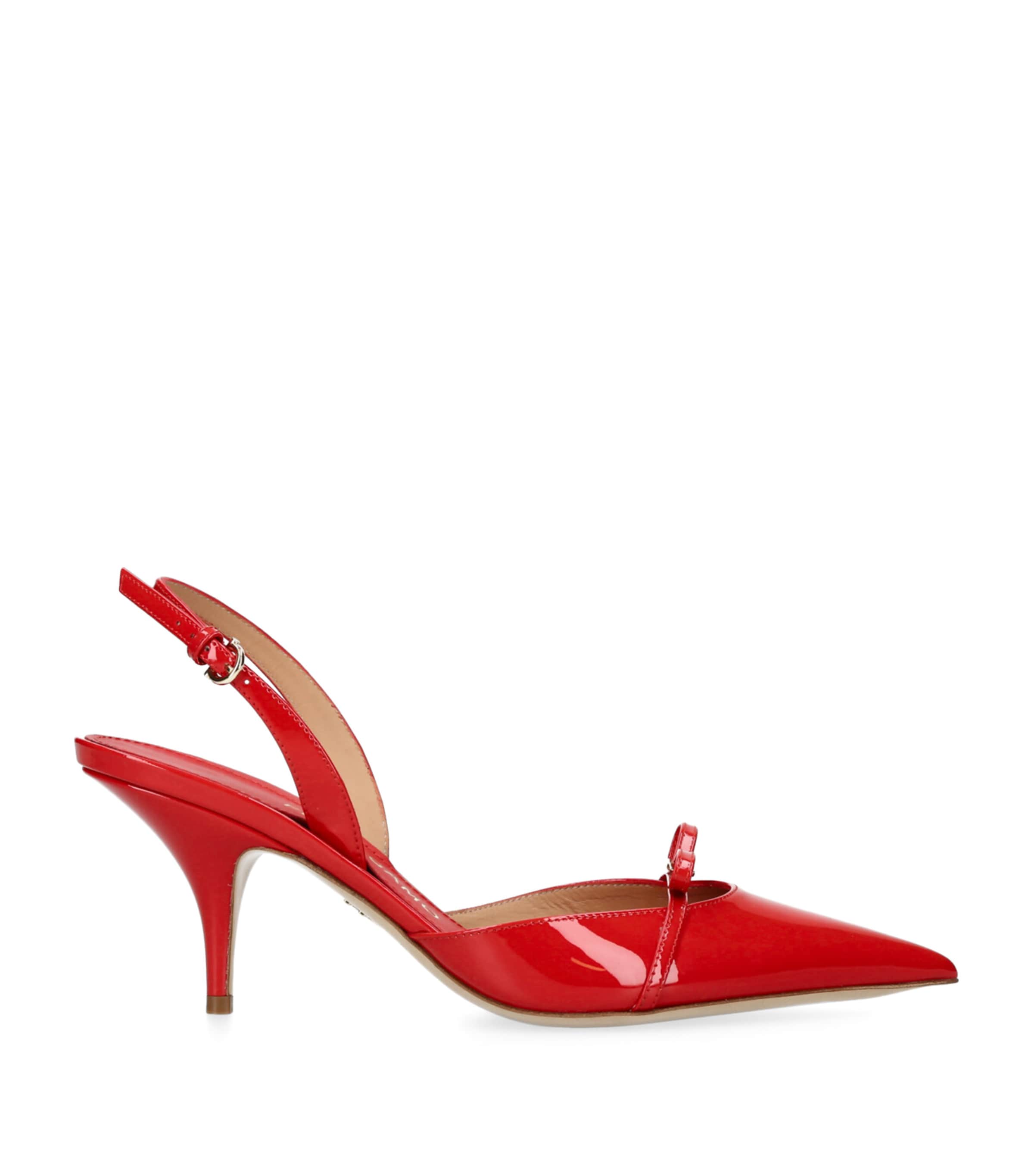 Ferragamo Mini Bow Red Patent Sling-back Pumps In Red
