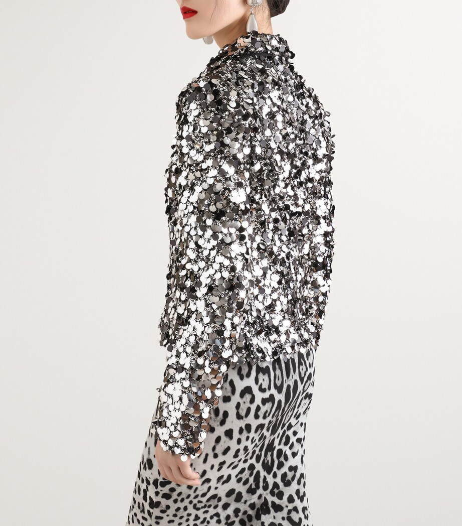 Sequinned Embellished Jacket S0998-SILVER Image 4
