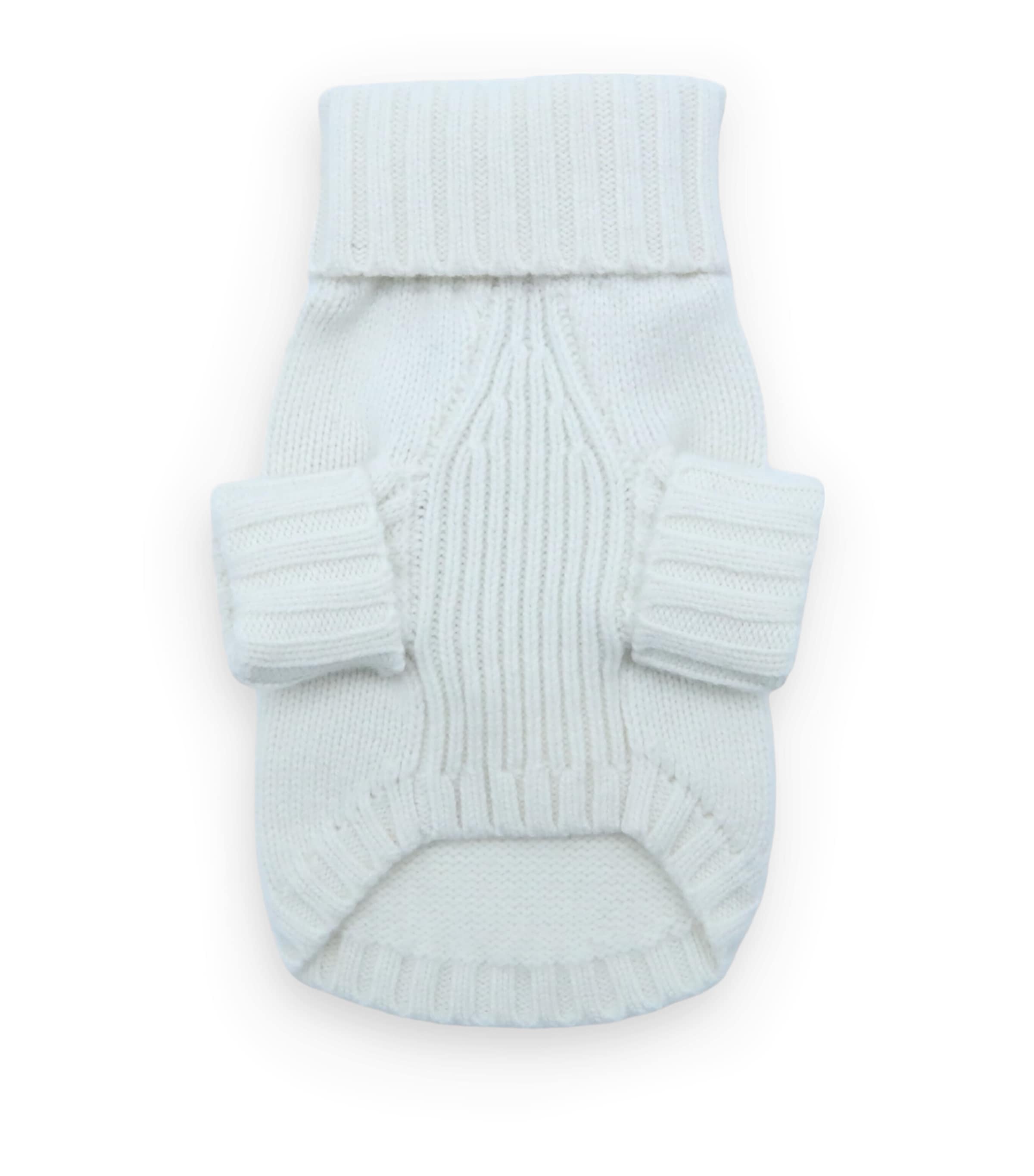 Wool-Cashmere Flag Dog Sweater (L) WHITE Image 2