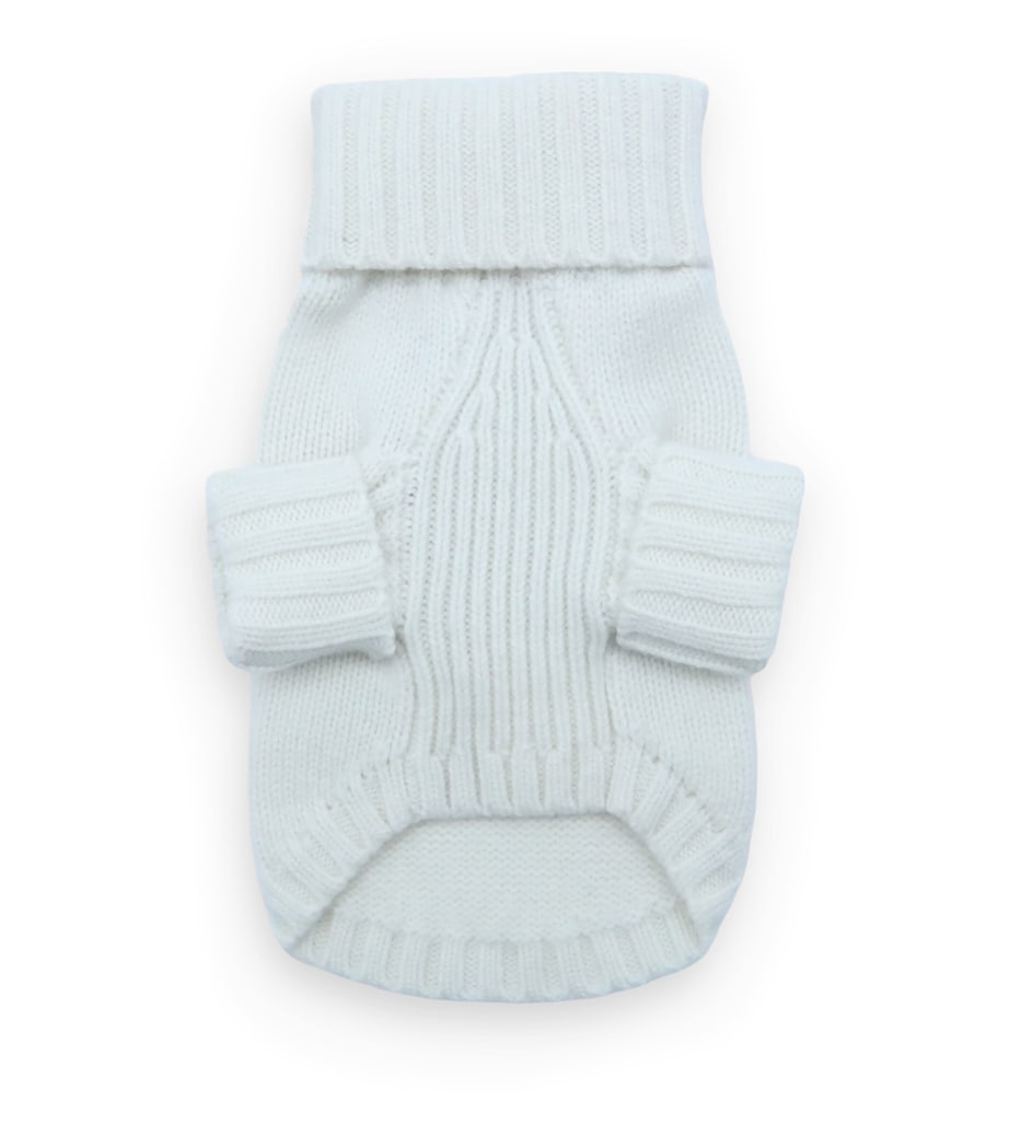 Wool-Cashmere Flag Dog Sweater (L) WHITE Image 2