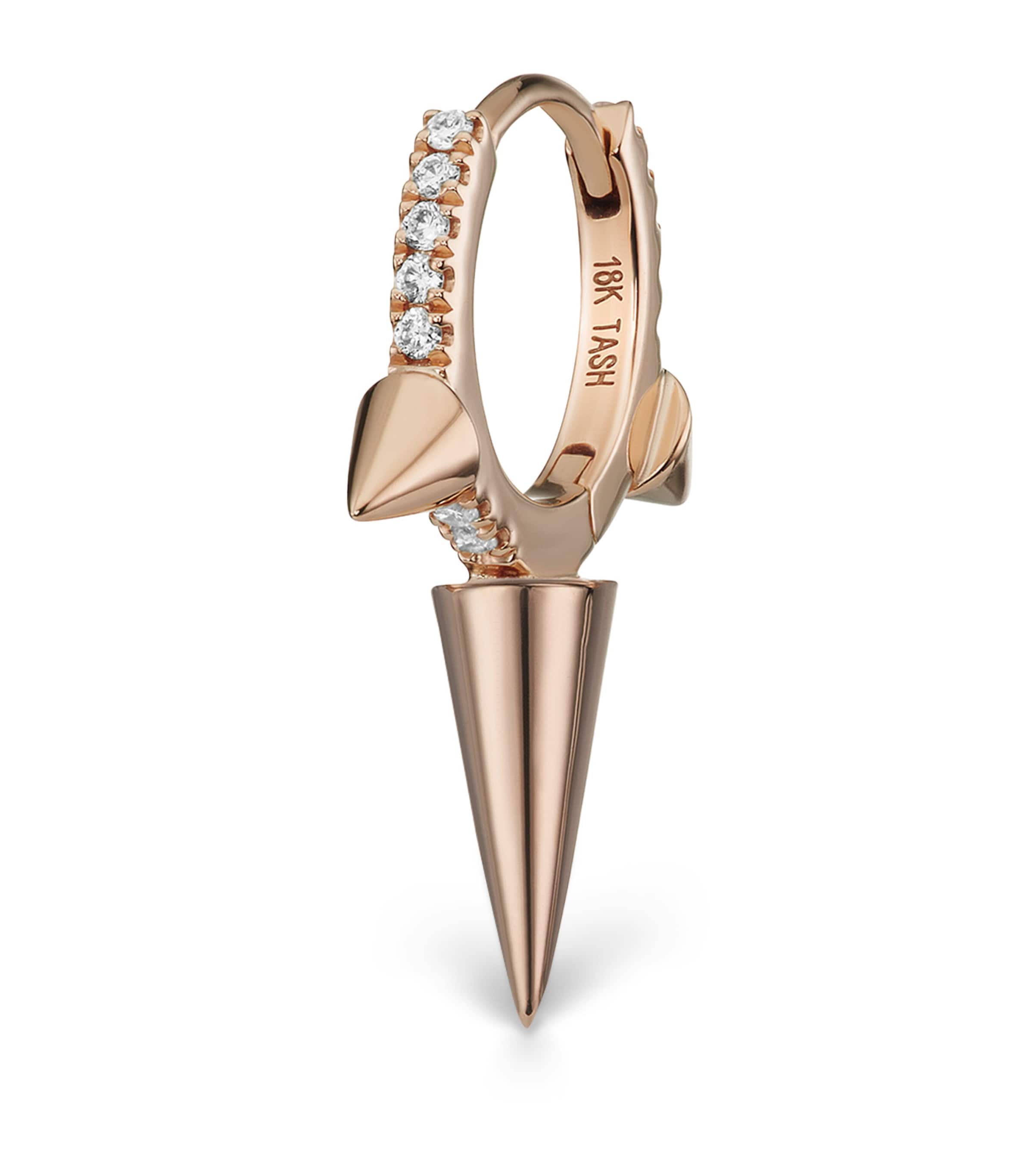 Faceted Triple Long Spike Hoop Earring (8mm) ROSE GOLD Image 1