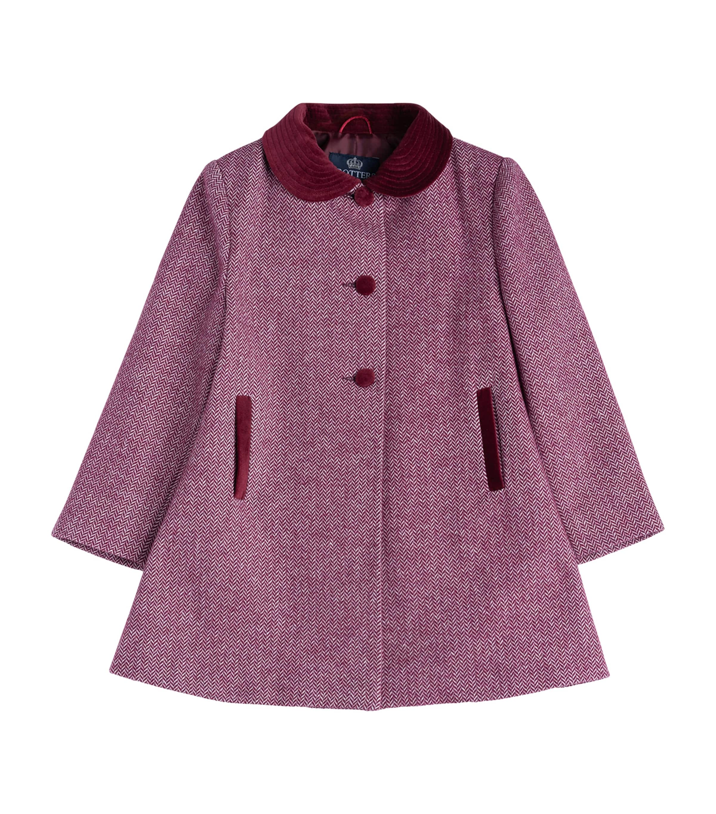 Shop Trotters Herringbone Matilda Coat In Pink