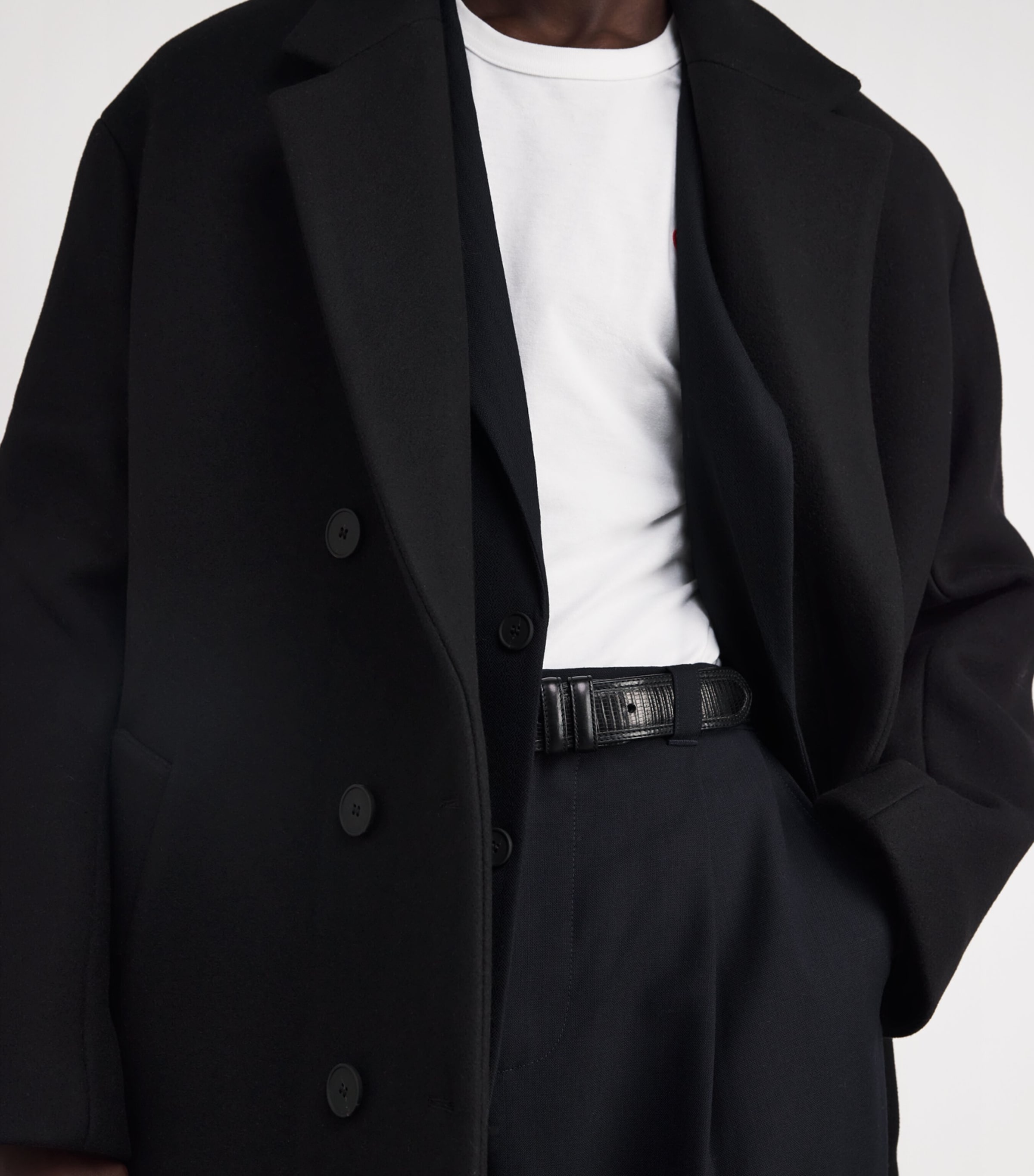 Wool-Blend Double-Breasted Diall Overcoat BLACK Image 6