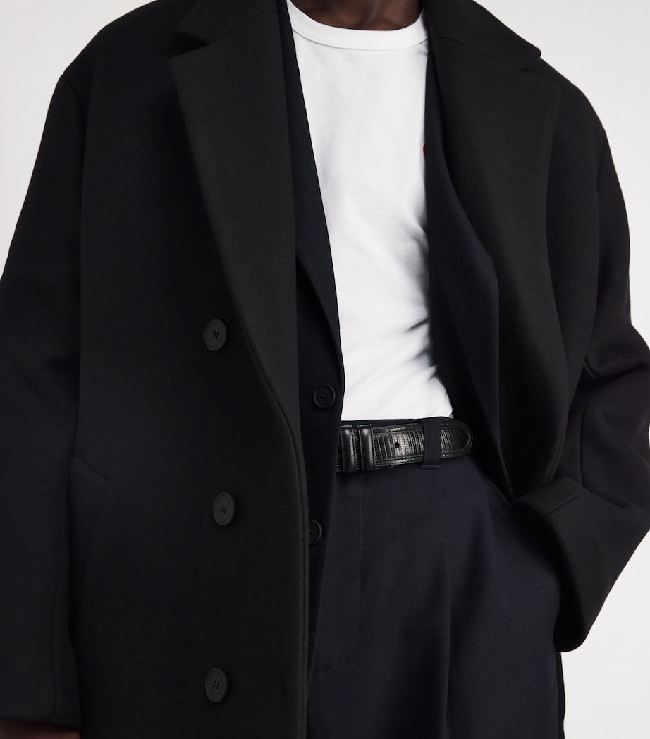 Wool-Blend Double-Breasted Diall Overcoat BLACK Image 6