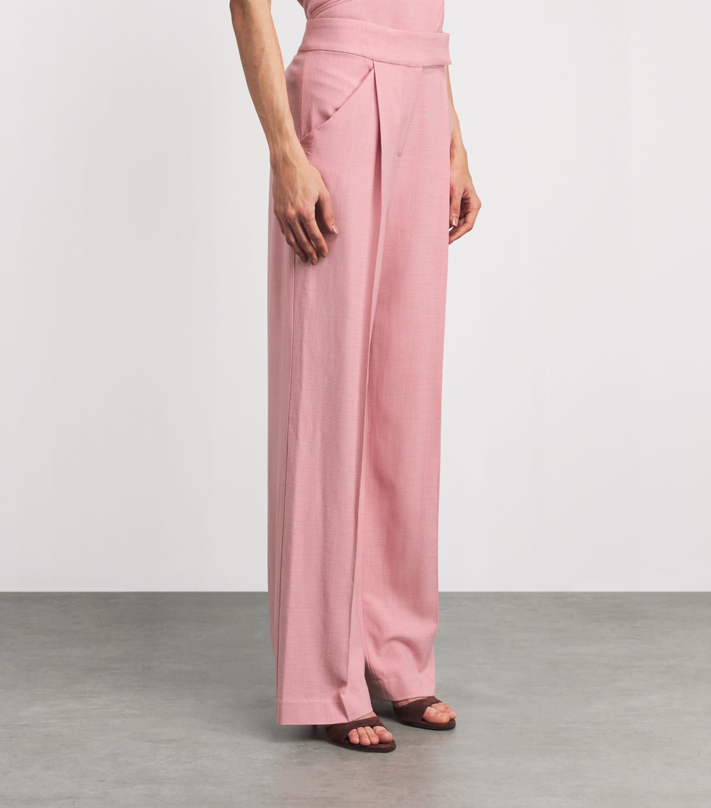 Veronica Beard Womens Marbeau Wide-Leg Trousers Petal Image 4