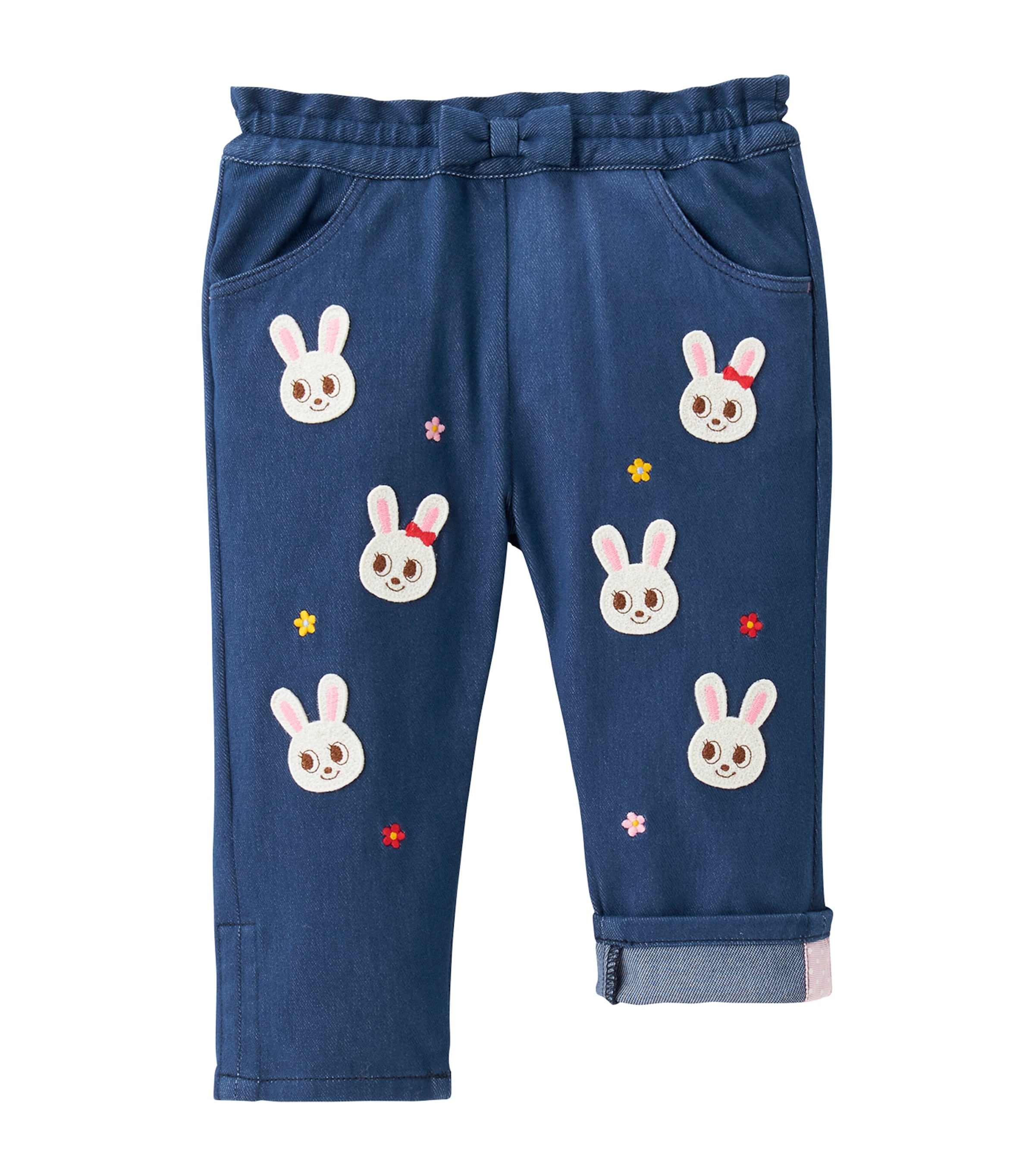 Shop Miki House Embroidered Bunny Jeans In Navy