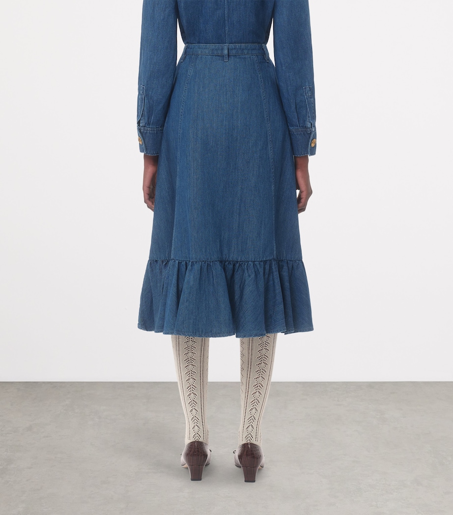 Denim Midi Skirt 558 Image 4