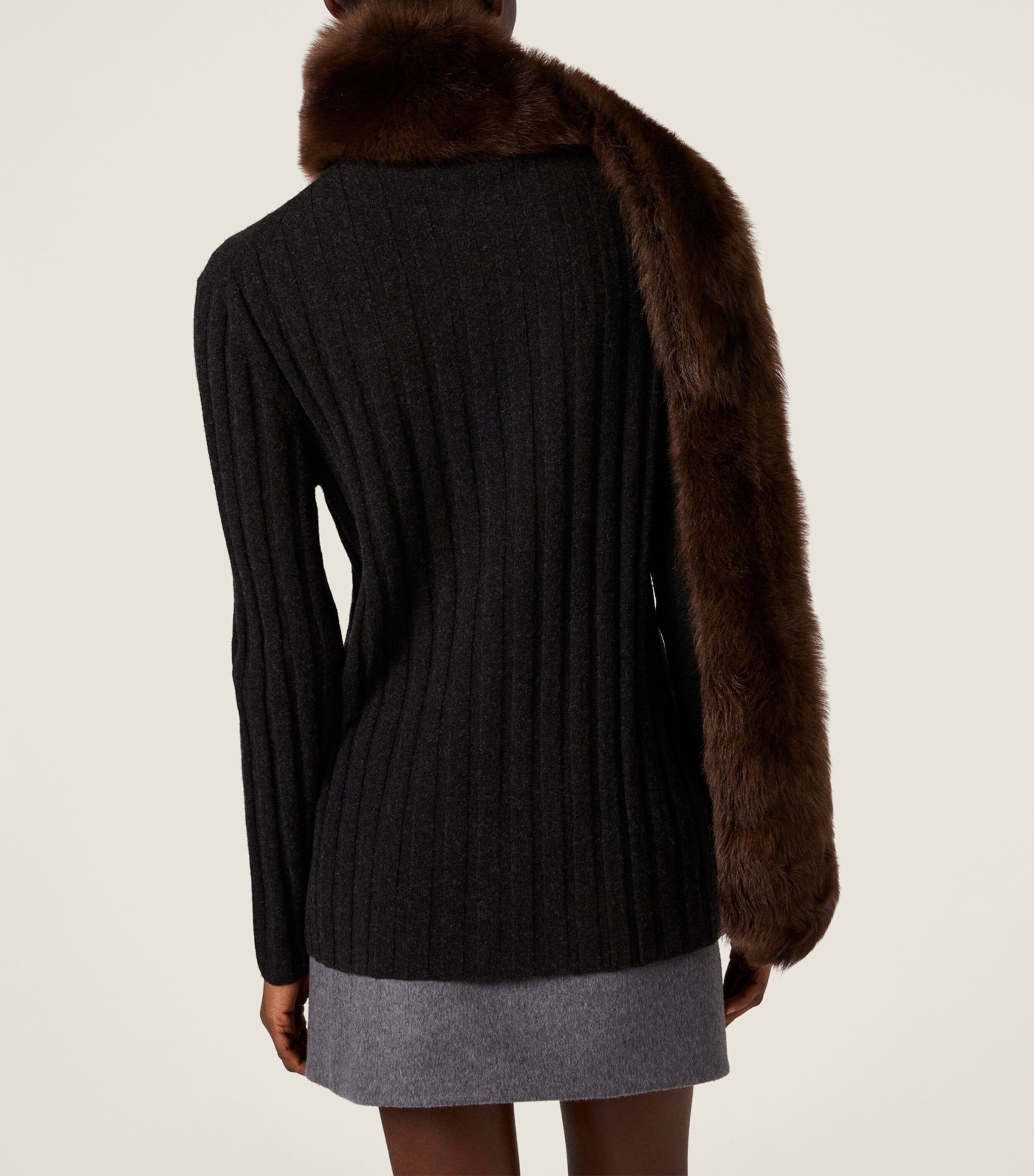 Wool-Cashmere Ribbed Cardigan F0308 Image 3