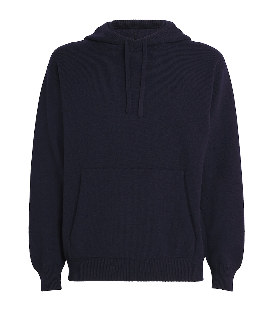 Harrods Mens Cashmere Hoodie T&d Navy Image 1