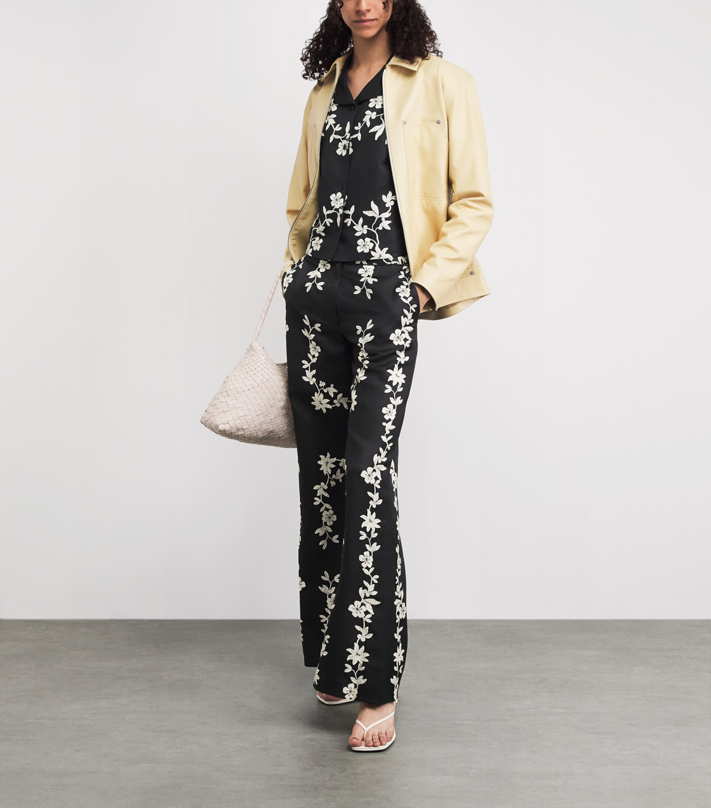Claudie Pierlot Womens Floral Wide-Leg Tailored Trousers Dark Print Image 2