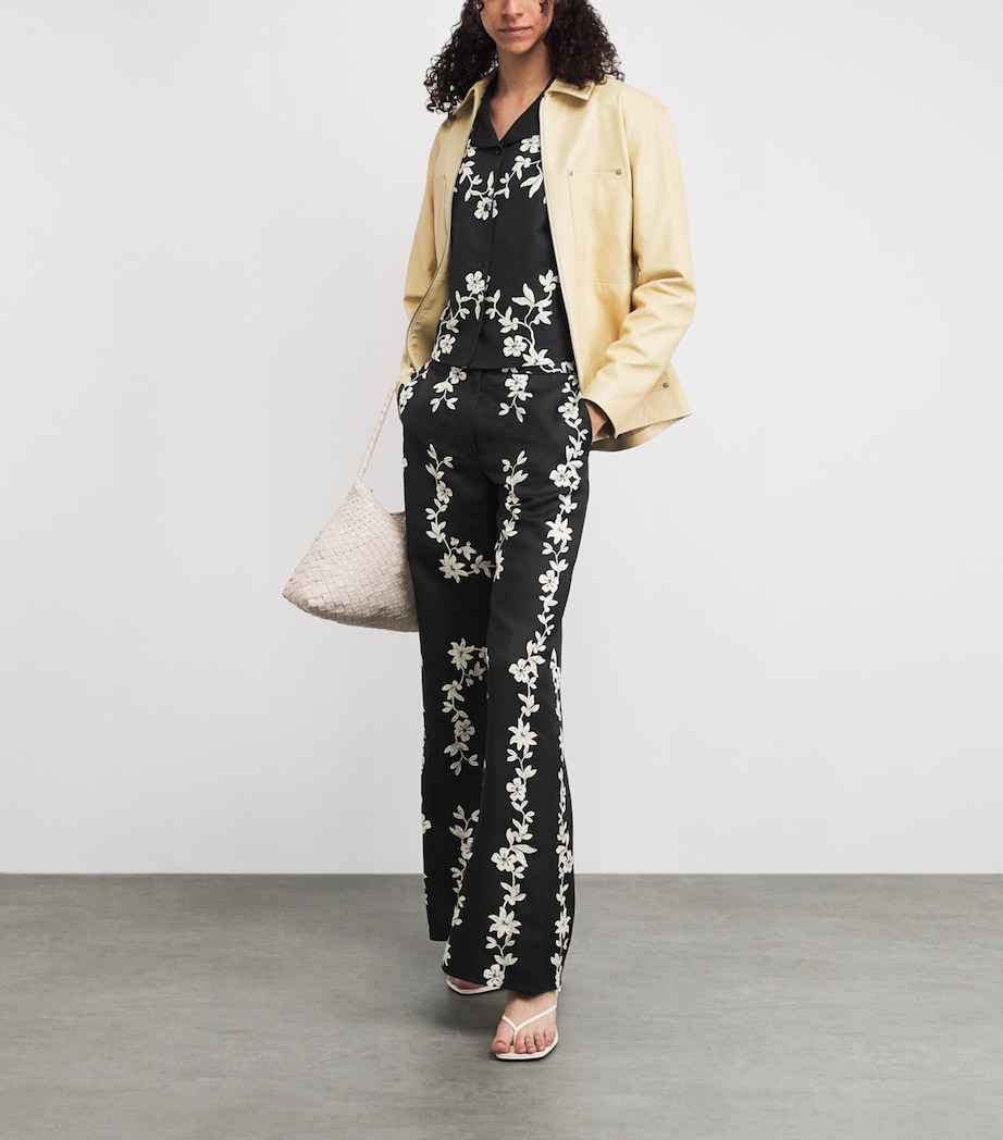 Claudie Pierlot Womens Floral Wide-Leg Tailored Trousers Dark Print Image 2