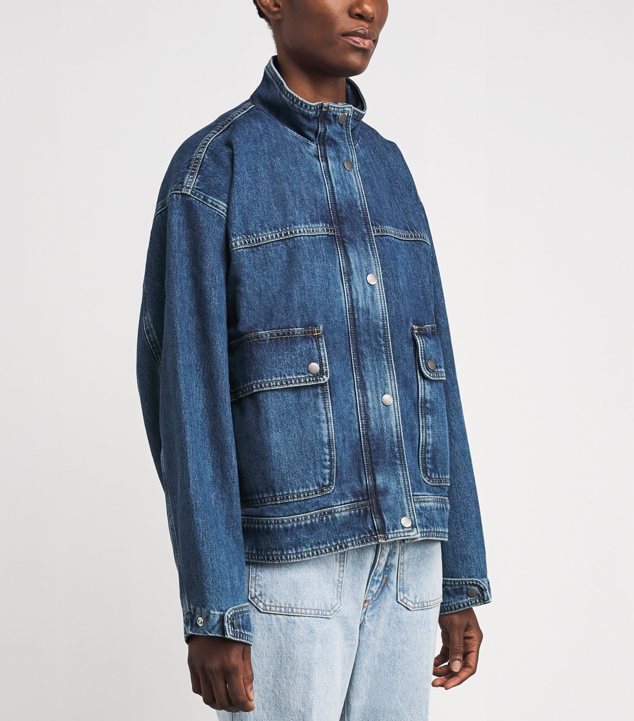 Rag & Bone Womens High-Neck Sophia Denim Jacket Easton Image 4