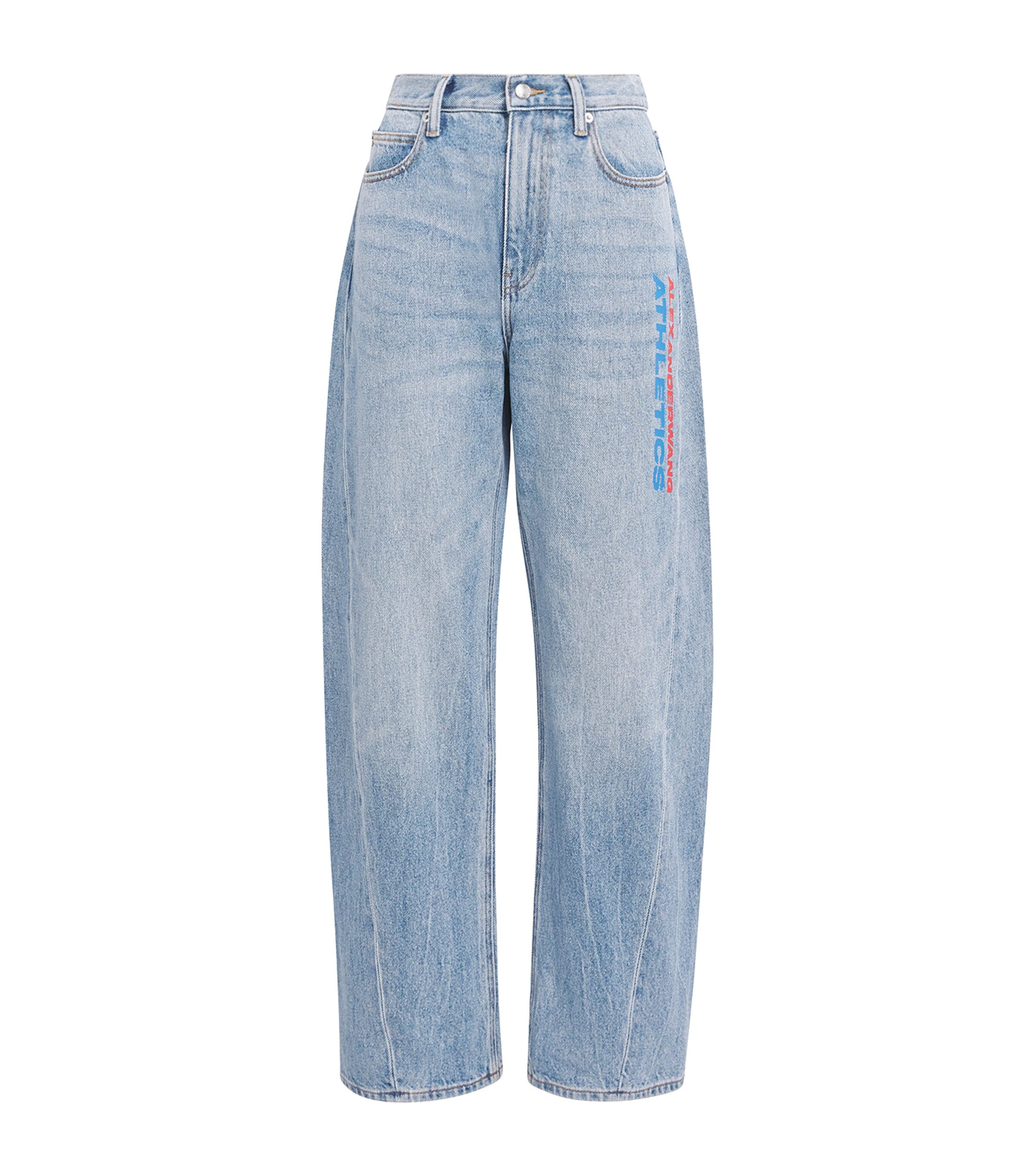【Alexander Wang】メッシュバック ワイドレッグ ジーンズ Alexander Wang Mesh-Back Barrel Wide-Leg Jeans | Harrods US