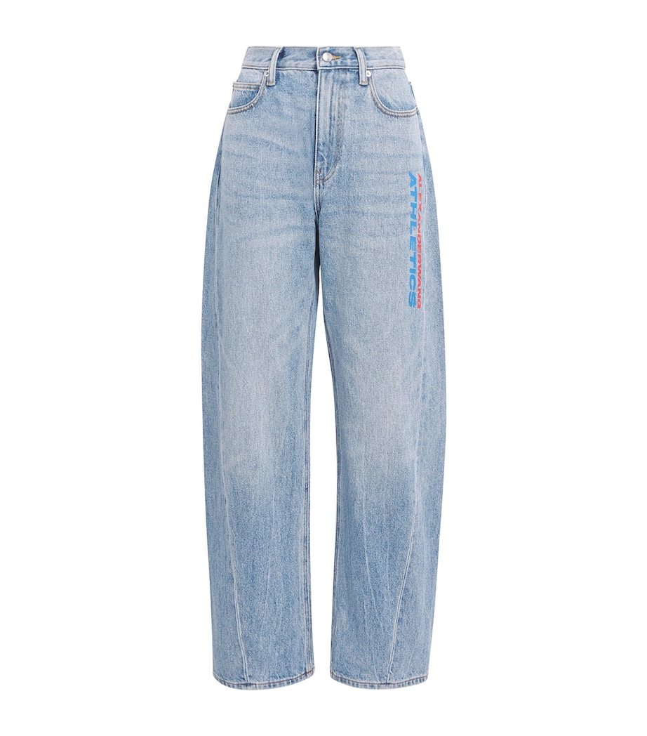 Alexander Wang Womens Mesh-Back Barrel Wide-Leg Jeans Clsc Lgt Indigo Image 1