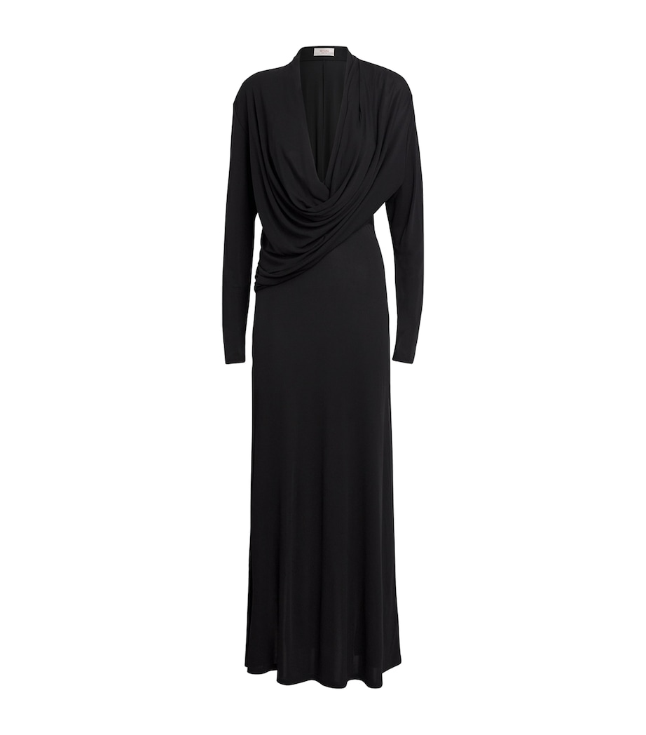 RETORI Womens Jersey Hooded Maxi Dress Black Image 1