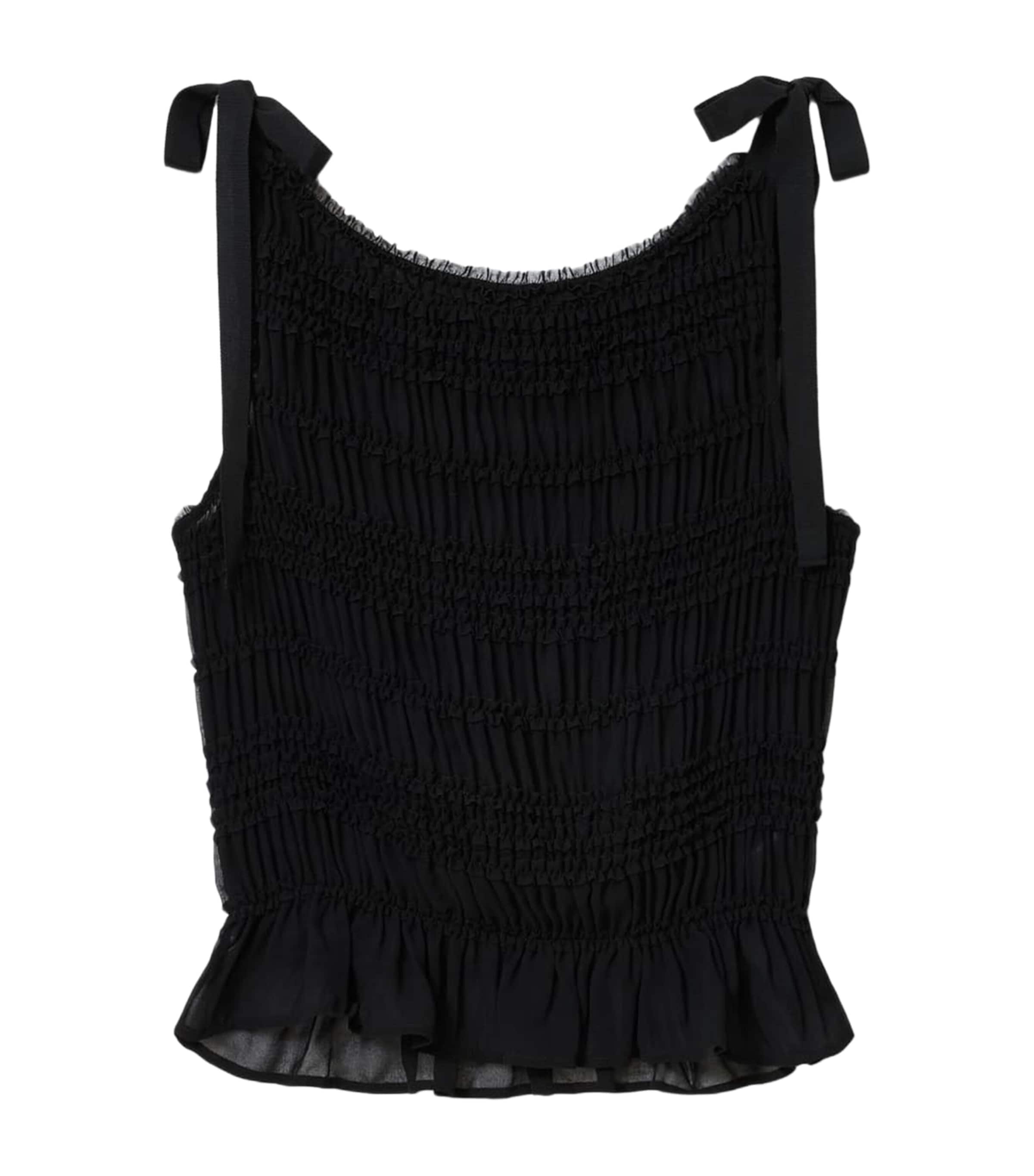 AllSaints Womens Shirred Lotus Top Black Image 1