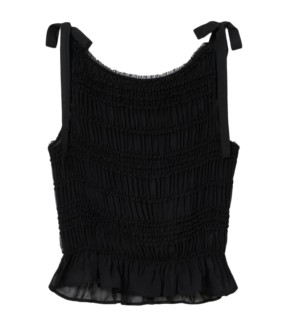 AllSaints Womens Shirred Lotus Top Black Image 1