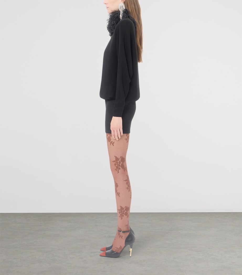 Valentino Womens Silk Feather-Trim Mini Dress Image 4