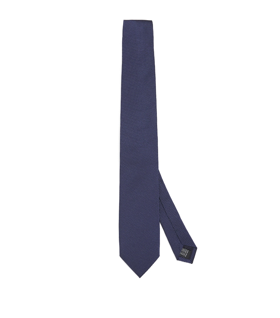 Silk Geometric Jacquard Tie 16 BLUE NAVY Image 1