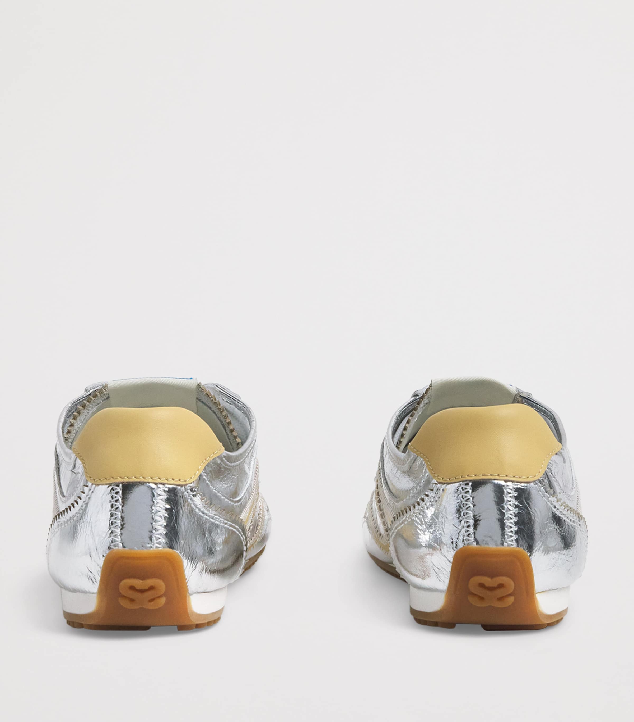 Sandro Paris Metallic Leather Light Wave Sneakers Silver Image 5