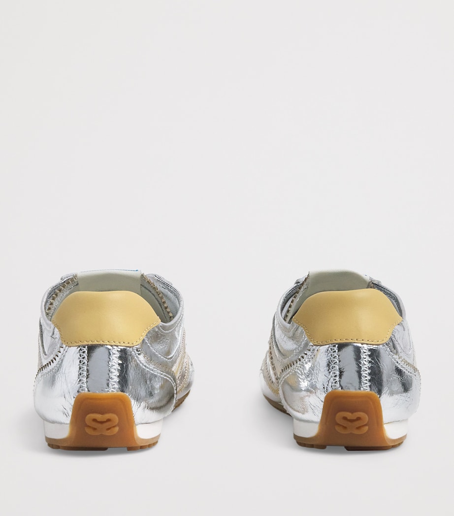 Sandro Paris Metallic Leather Light Wave Sneakers Silver Image 5