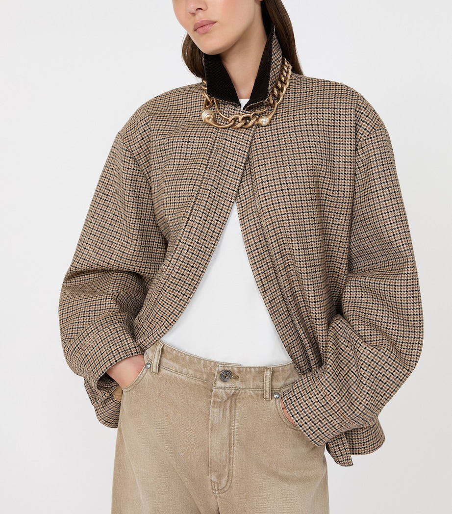 Weekend Max Mara Womens Virgin Wool Check Quilted Jacket Brown Image 5