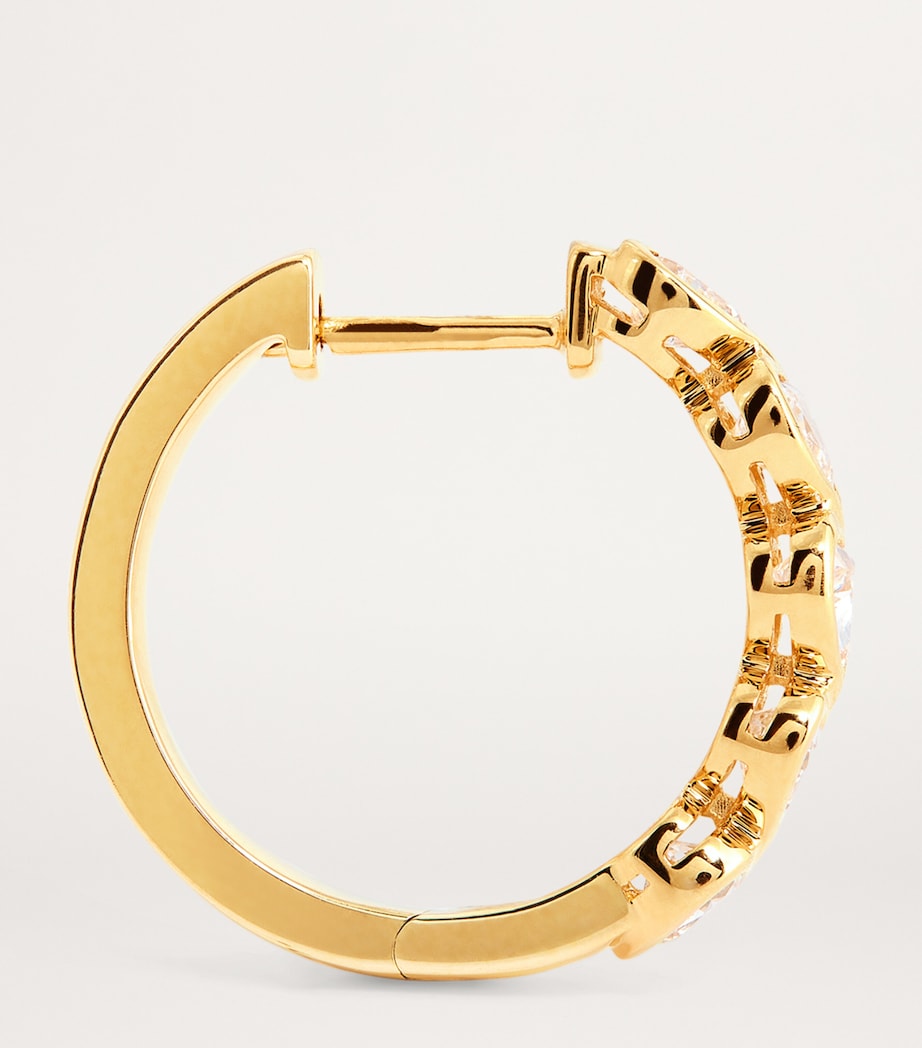 Medium Yellow Gold and Diamond Heart Hoop Earrings YELLOW GOLD Image 4