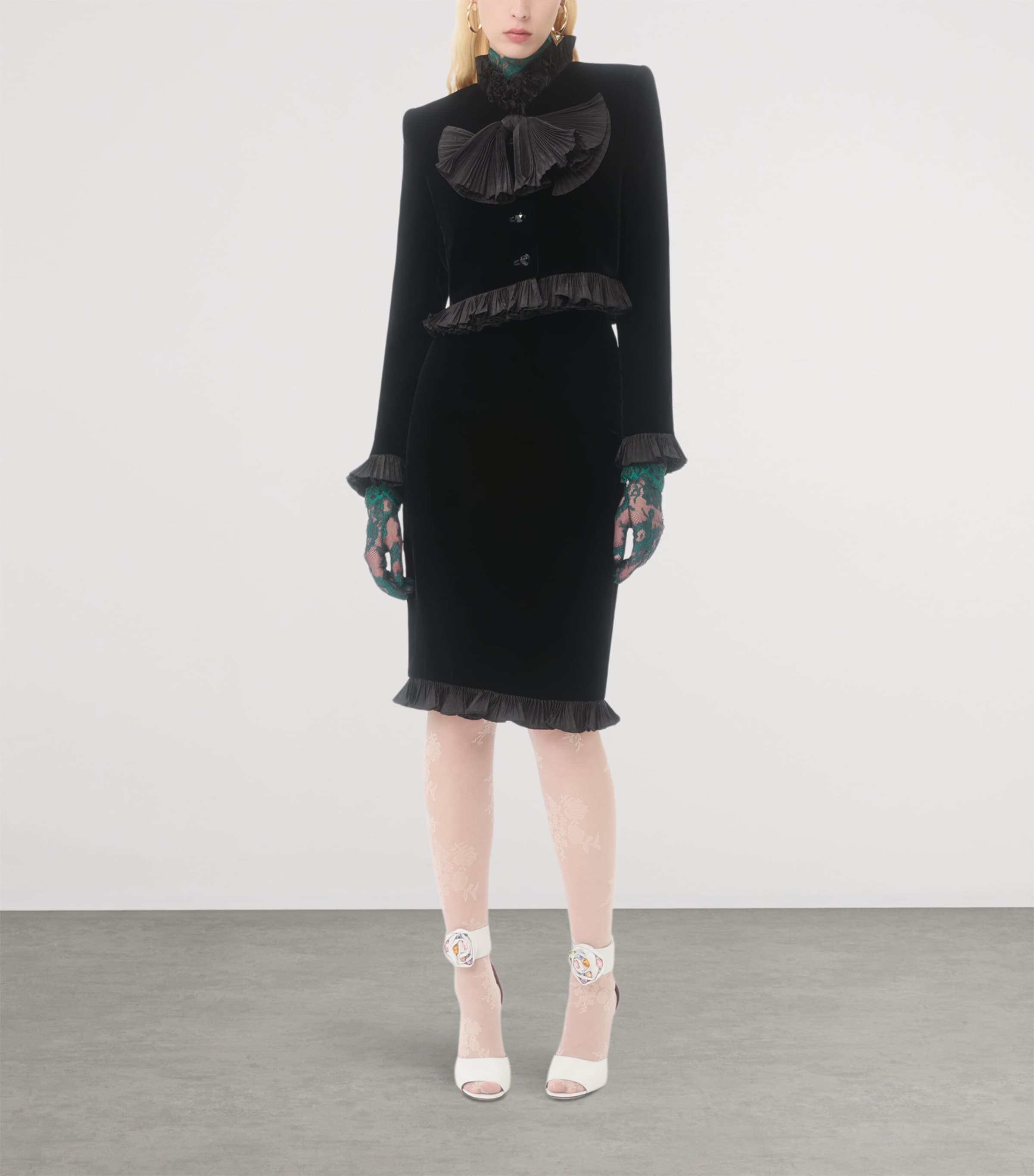 Velour Plissé-Detailing Jacket 0NO Image 4