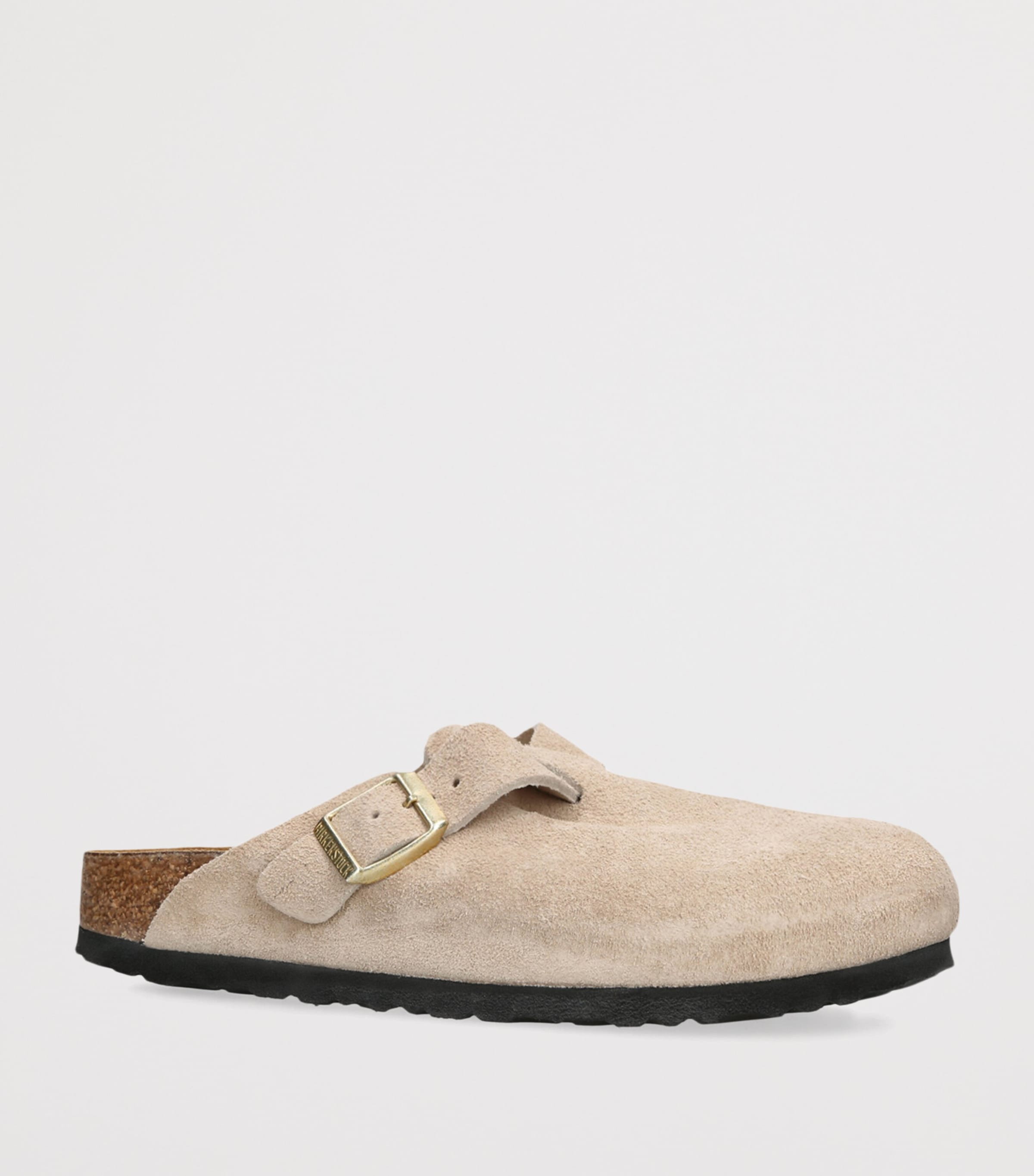 Birkenstock Suede Boston Clogs Beige Image 3