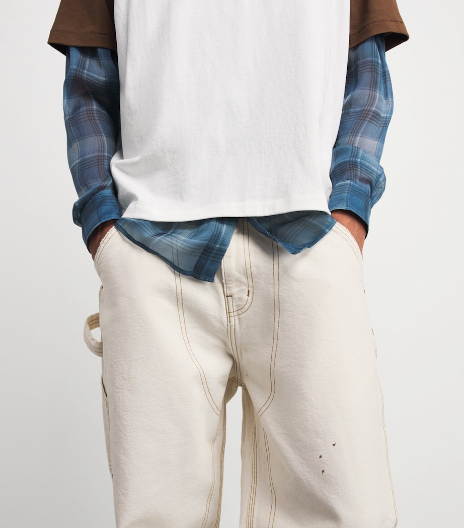 Cherry Los Angeles Mens Cotton Paint Splatter Carpenter Trousers Vintage White Image 3