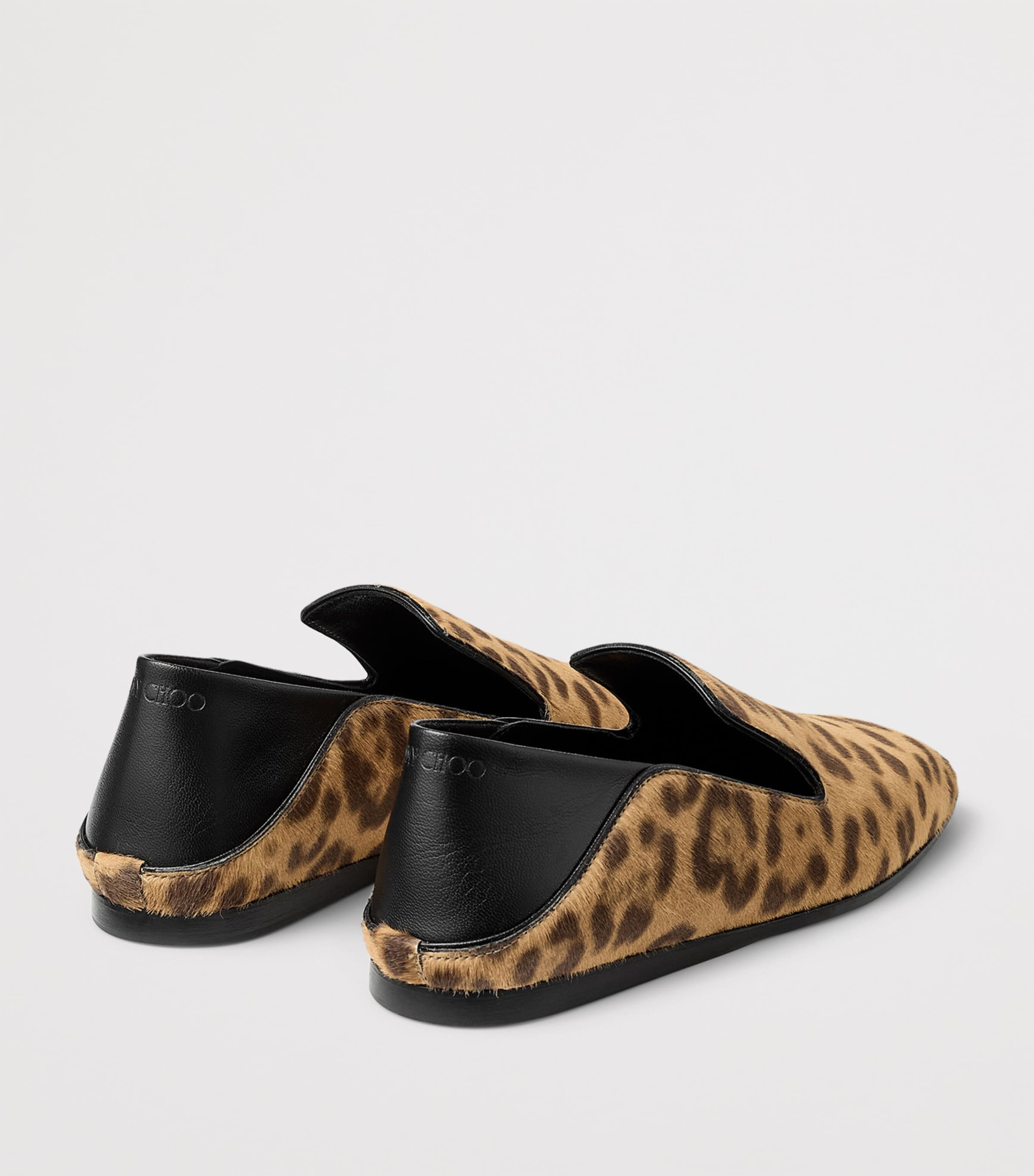 Eliot Calf Leather Leopard Print Slippers NATURAL Image 4