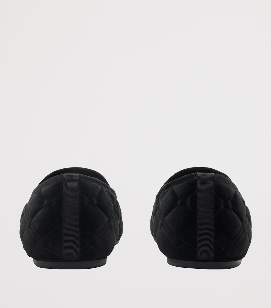 Velvet Quilted Estate Slippers BLACK Image 4