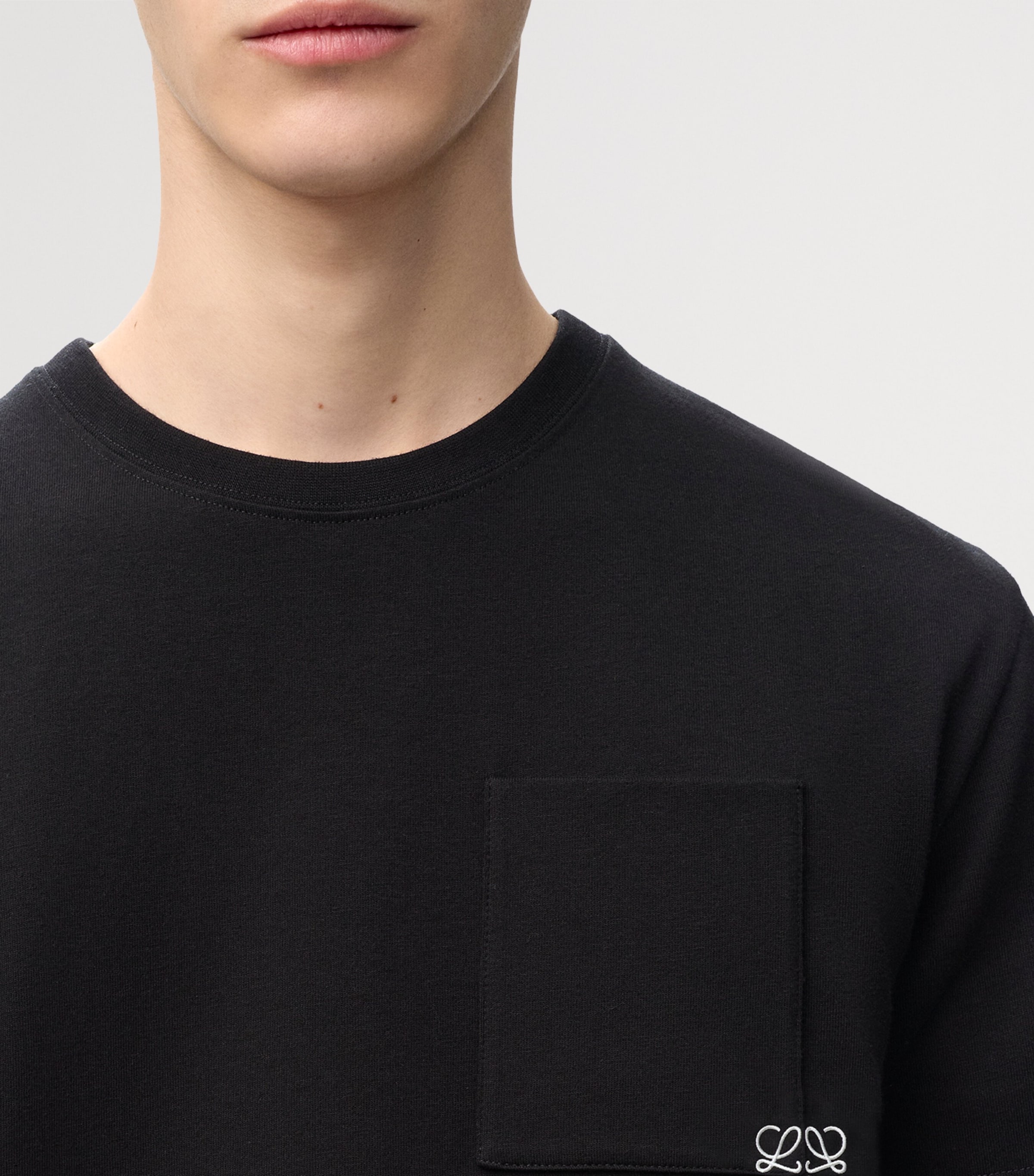LOEWE Mens Cotton Relaxed Anagram T-Shirt Black Image 5