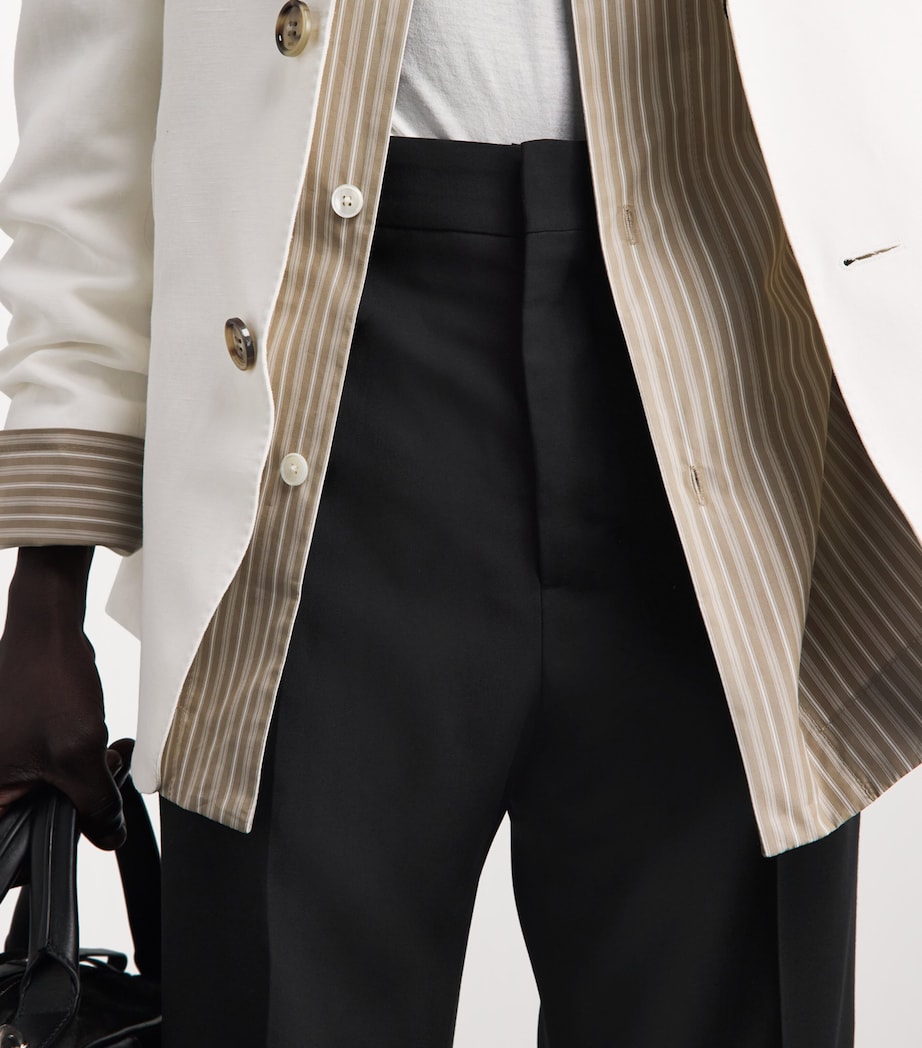 AMI Paris Mens Virgin Wool Straight Trousers Noir Image 3